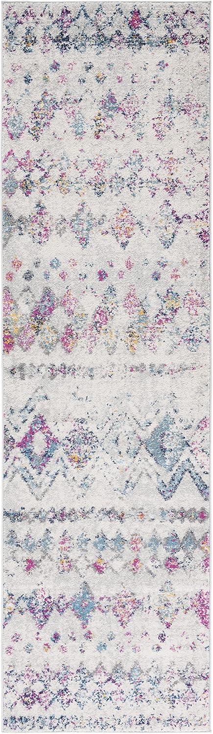 image:imageSAFAVIEH Area Rug 8x10 Madison Collection Large Ivory amp Dark Blue Moroccan Boho Distressed Design NonShedding amp Easy Cleaning Ideal for Living Room Bedroom Office Dining Space MAD798BGreyPurple