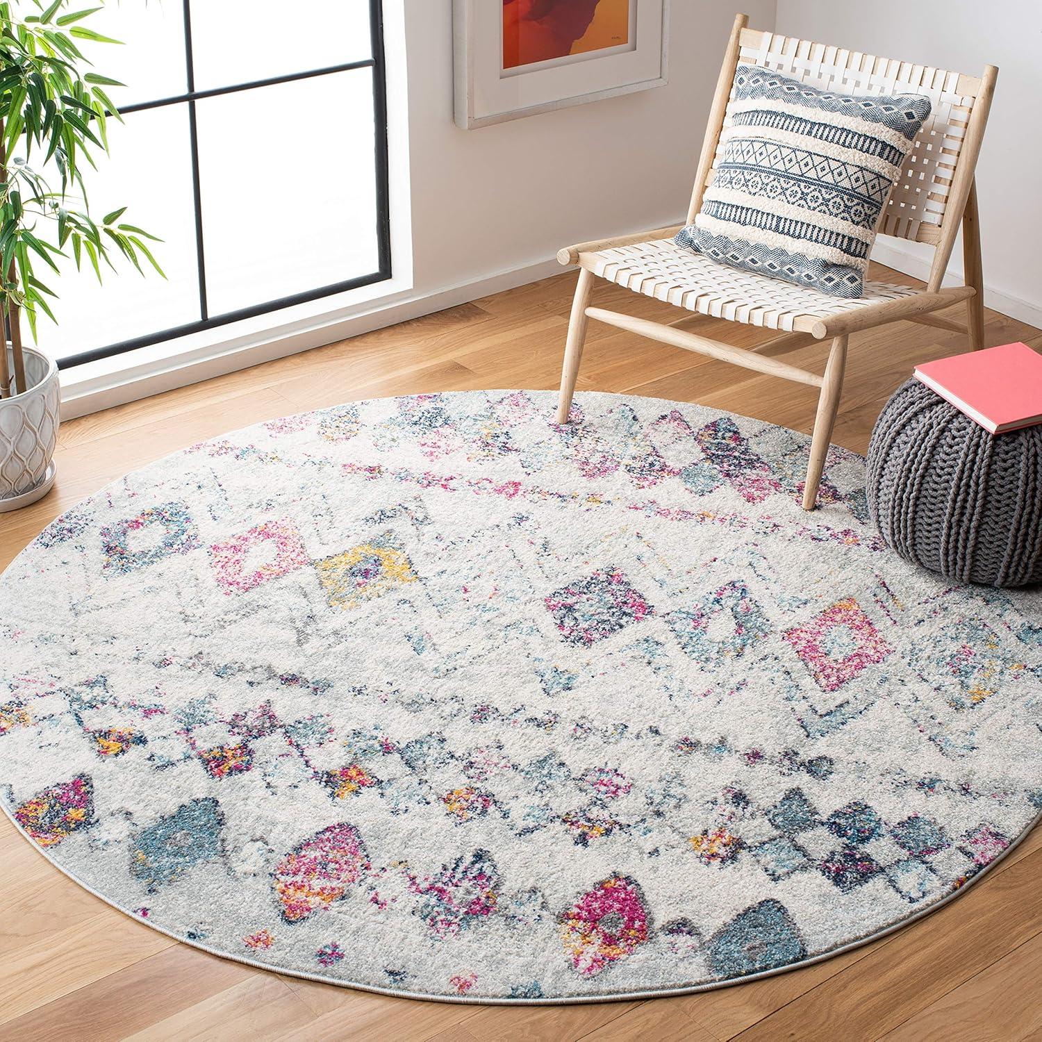 image:imageSAFAVIEH Area Rug 8x10 Madison Collection Large Ivory amp Dark Blue Moroccan Boho Distressed Design NonShedding amp Easy Cleaning Ideal for Living Room Bedroom Office Dining Space MAD798BGreyPurple