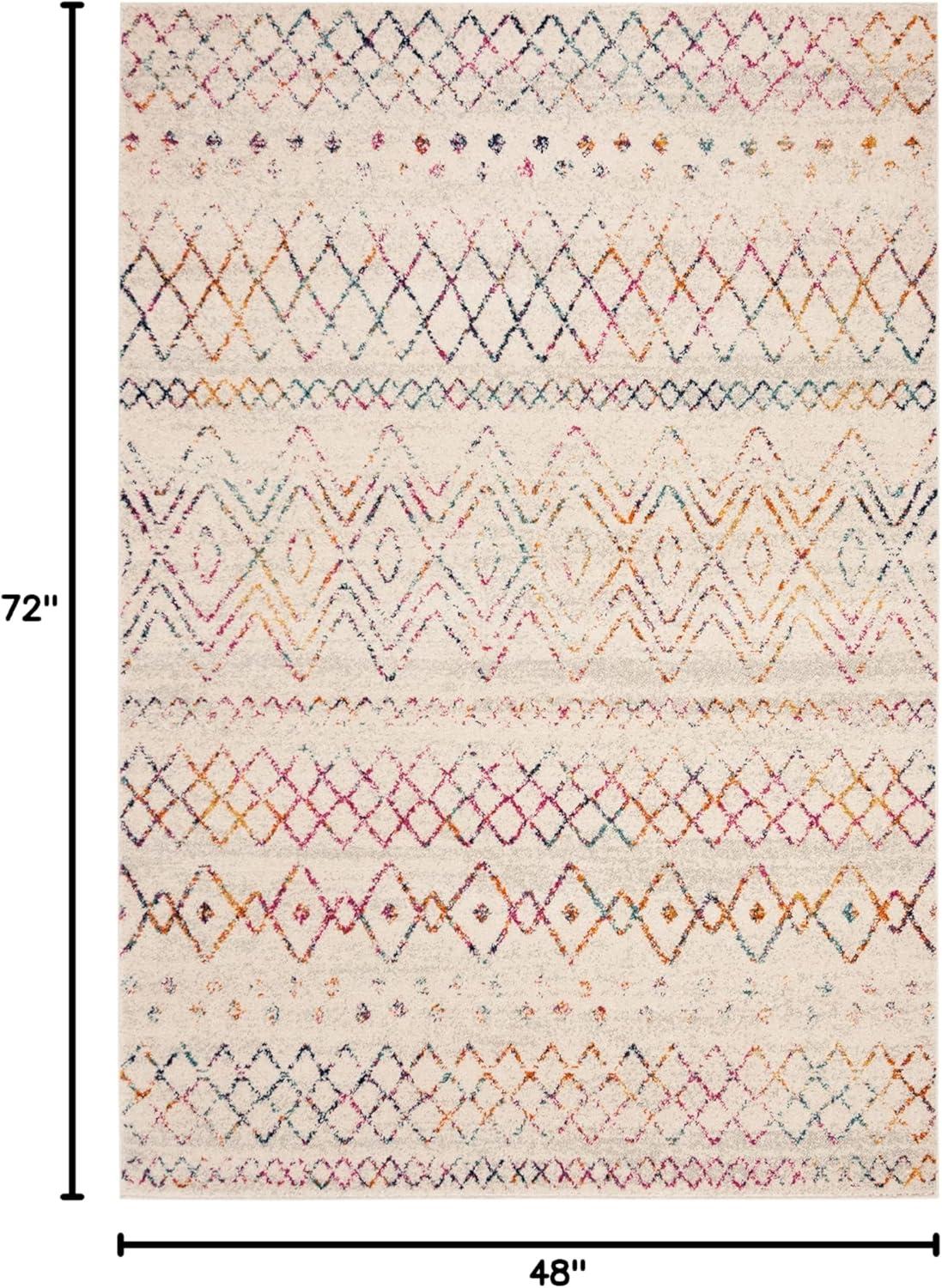 image:imageSAFAVIEH Area Rug 8x10 Madison Collection Large Ivory amp Dark Blue Moroccan Boho Distressed Design NonShedding amp Easy Cleaning Ideal for Living Room Bedroom Office Dining Space MAD798BIvoryFuchsia