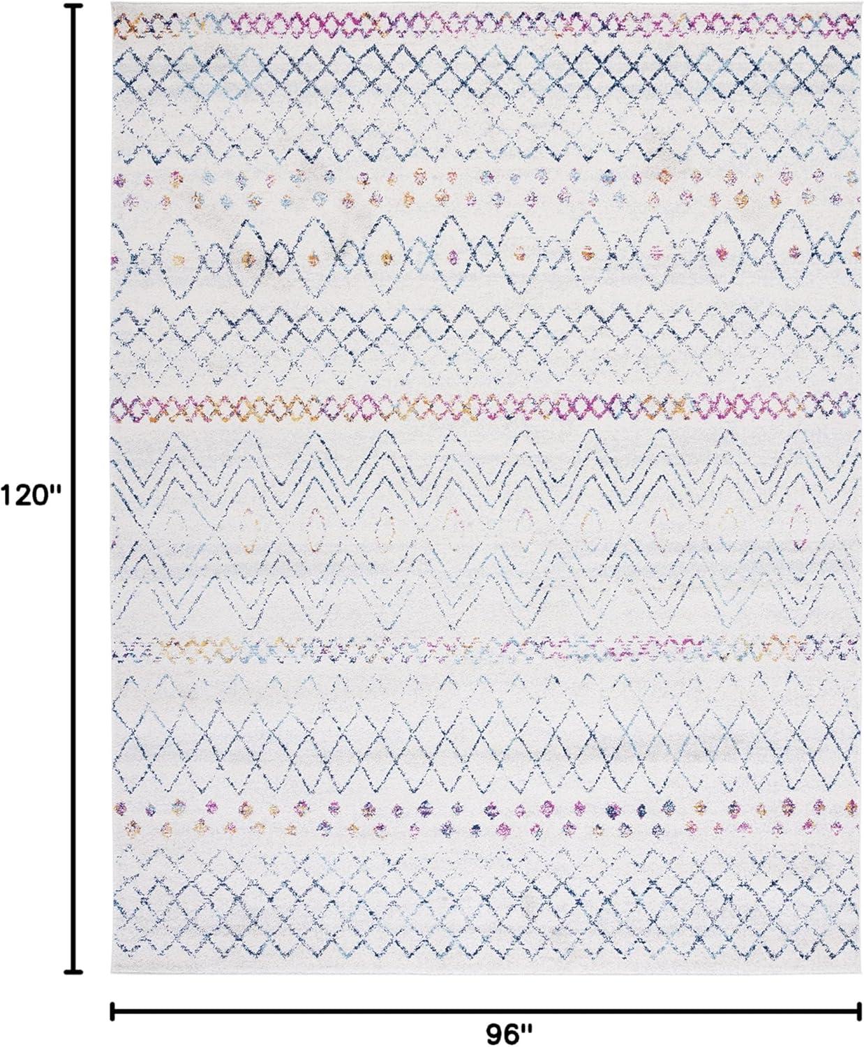 image:imageSAFAVIEH Area Rug 8x10 Madison Collection Large Ivory amp Dark Blue Moroccan Boho Distressed Design NonShedding amp Easy Cleaning Ideal for Living Room Bedroom Office Dining Space MAD798BIvoryDark Blue