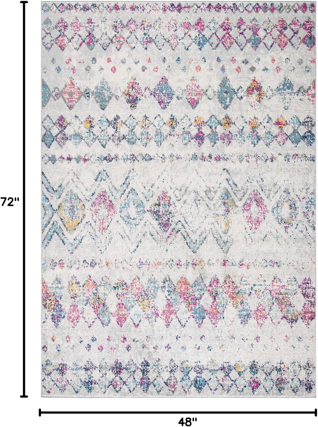 image:imageSAFAVIEH Area Rug 8x10 Madison Collection Large Ivory amp Dark Blue Moroccan Boho Distressed Design NonShedding amp Easy Cleaning Ideal for Living Room Bedroom Office Dining Space MAD798BGreyPurple