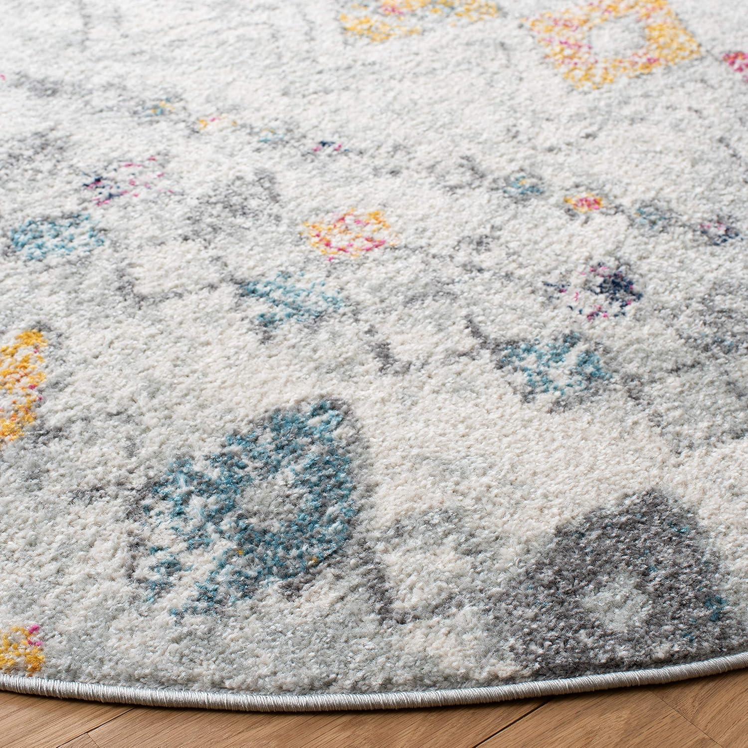 image:imageSAFAVIEH Area Rug 8x10 Madison Collection Large Ivory amp Dark Blue Moroccan Boho Distressed Design NonShedding amp Easy Cleaning Ideal for Living Room Bedroom Office Dining Space MAD798BGreyGold