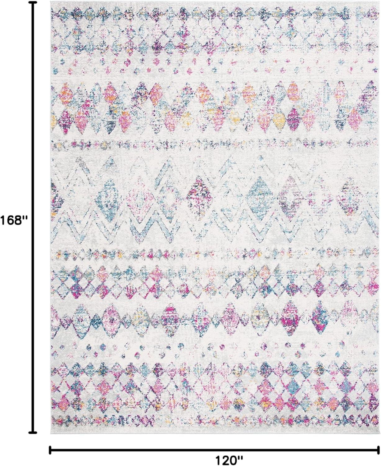 image:imageSAFAVIEH Area Rug 8x10 Madison Collection Large Ivory amp Dark Blue Moroccan Boho Distressed Design NonShedding amp Easy Cleaning Ideal for Living Room Bedroom Office Dining Space MAD798BGreyPurple