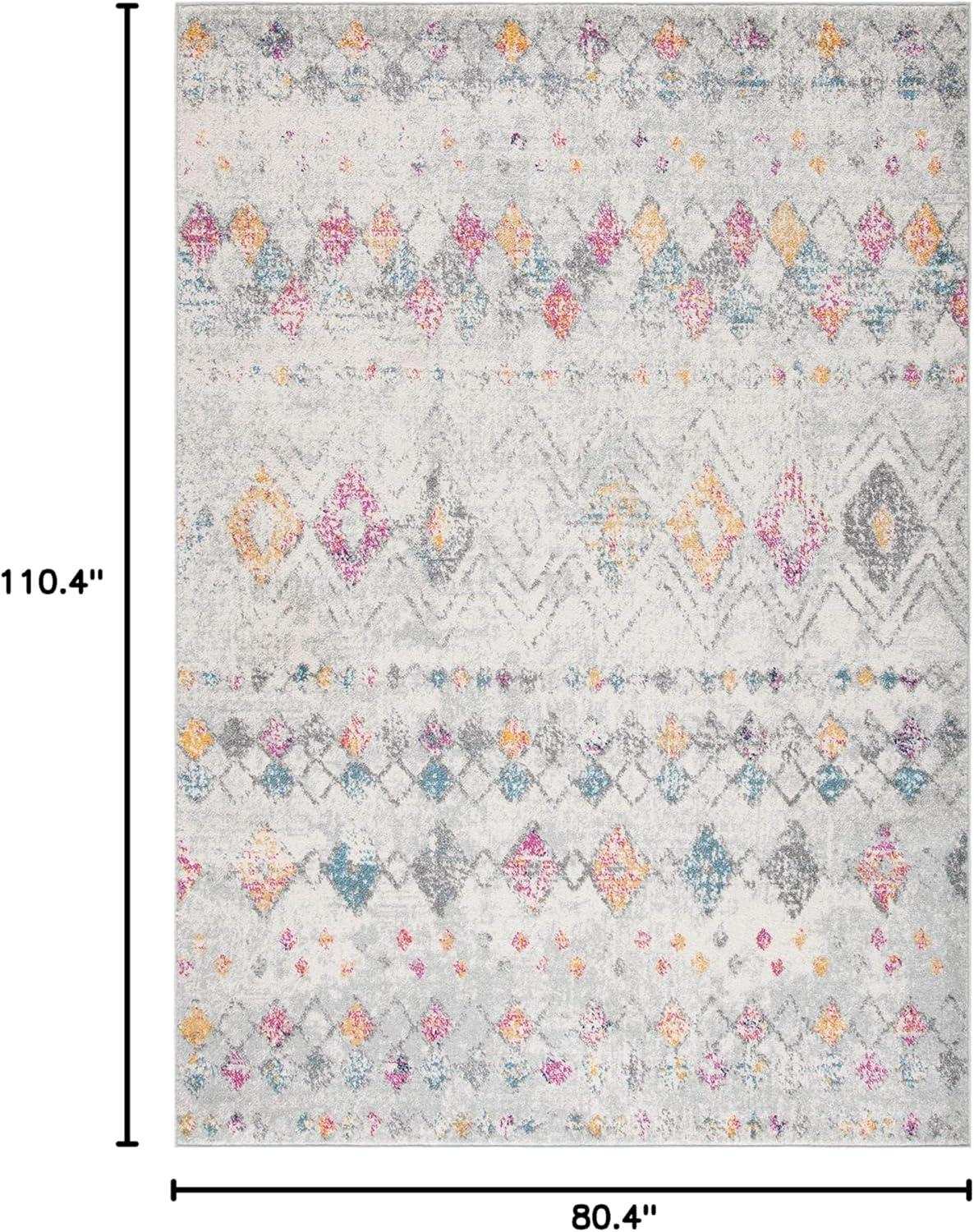 image:imageSAFAVIEH Area Rug 8x10 Madison Collection Large Ivory amp Dark Blue Moroccan Boho Distressed Design NonShedding amp Easy Cleaning Ideal for Living Room Bedroom Office Dining Space MAD798BGreyGold