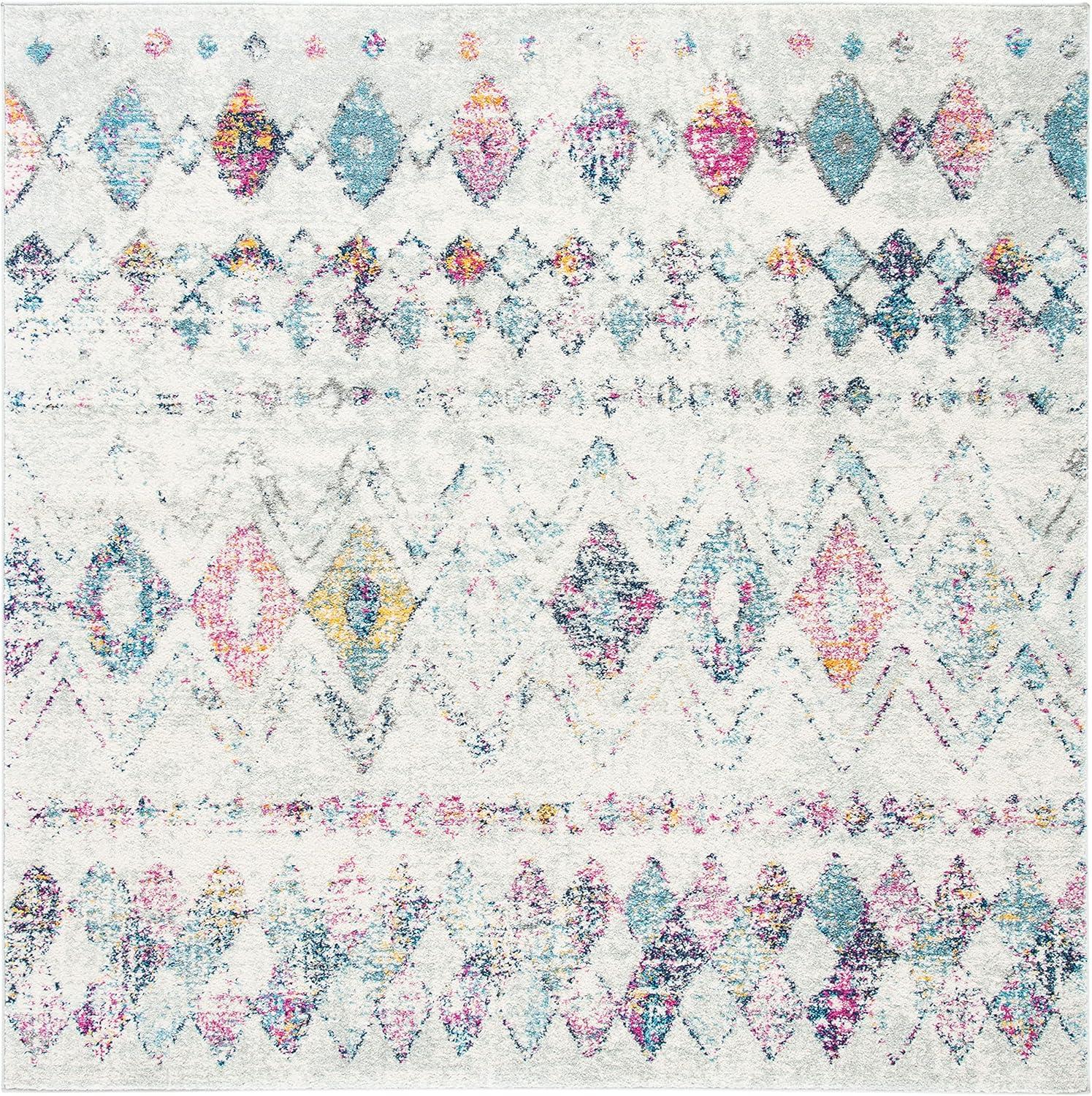 image:imageSAFAVIEH Area Rug 8x10 Madison Collection Large Ivory amp Dark Blue Moroccan Boho Distressed Design NonShedding amp Easy Cleaning Ideal for Living Room Bedroom Office Dining Space MAD798BGreyPurple