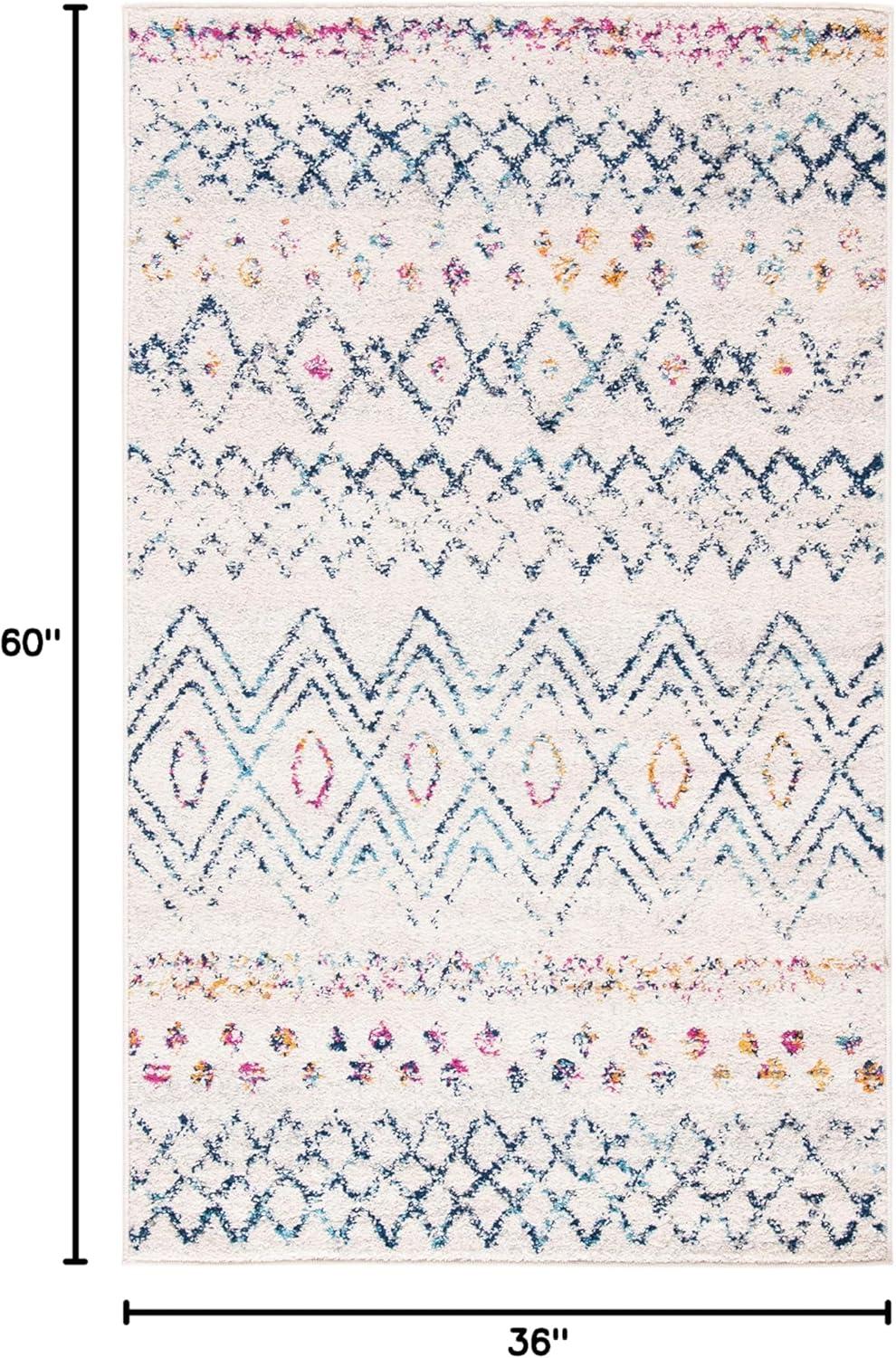 image:imageSAFAVIEH Area Rug 8x10 Madison Collection Large Ivory amp Dark Blue Moroccan Boho Distressed Design NonShedding amp Easy Cleaning Ideal for Living Room Bedroom Office Dining Space MAD798BIvoryDark Blue