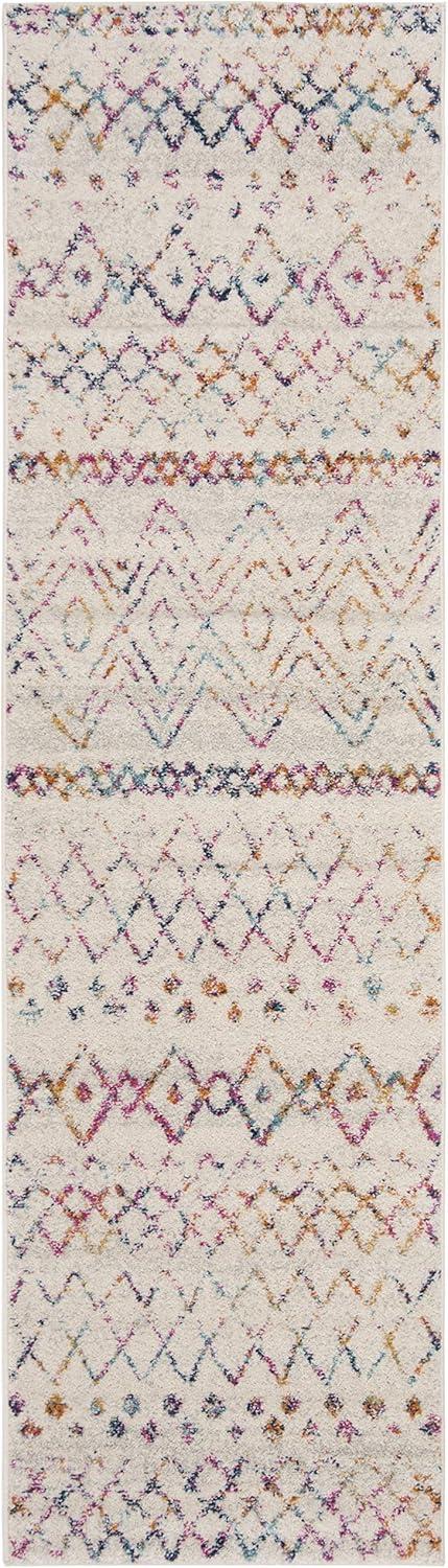 image:imageSAFAVIEH Area Rug 8x10 Madison Collection Large Ivory amp Dark Blue Moroccan Boho Distressed Design NonShedding amp Easy Cleaning Ideal for Living Room Bedroom Office Dining Space MAD798BIvoryFuchsia