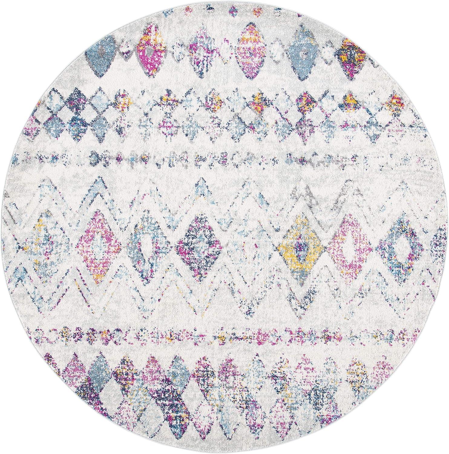 image:imageSAFAVIEH Area Rug 8x10 Madison Collection Large Ivory amp Dark Blue Moroccan Boho Distressed Design NonShedding amp Easy Cleaning Ideal for Living Room Bedroom Office Dining Space MAD798BGreyPurple