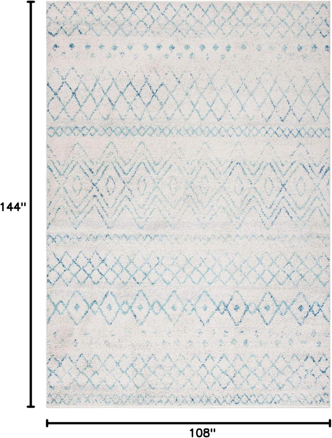 image:imageSAFAVIEH Area Rug 8x10 Madison Collection Large Ivory amp Dark Blue Moroccan Boho Distressed Design NonShedding amp Easy Cleaning Ideal for Living Room Bedroom Office Dining Space MAD798BIvoryAqua