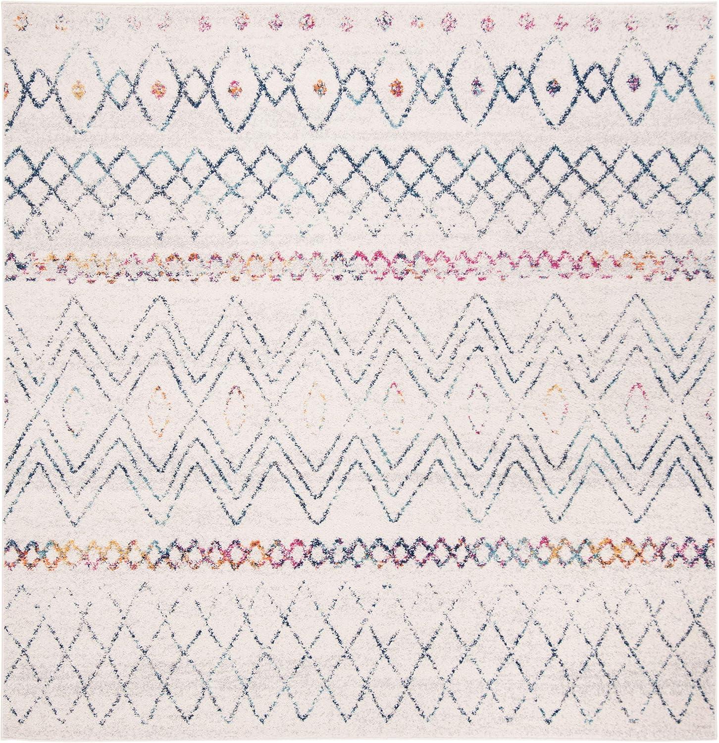 image:imageSAFAVIEH Area Rug 8x10 Madison Collection Large Ivory amp Dark Blue Moroccan Boho Distressed Design NonShedding amp Easy Cleaning Ideal for Living Room Bedroom Office Dining Space MAD798BIvoryDark Blue