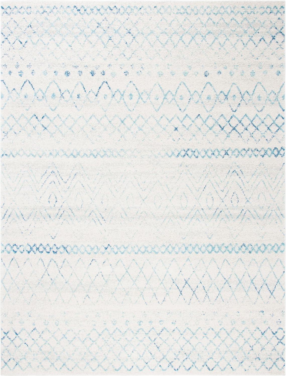 image:imageSAFAVIEH Area Rug 8x10 Madison Collection Large Ivory amp Dark Blue Moroccan Boho Distressed Design NonShedding amp Easy Cleaning Ideal for Living Room Bedroom Office Dining Space MAD798BIvoryAqua