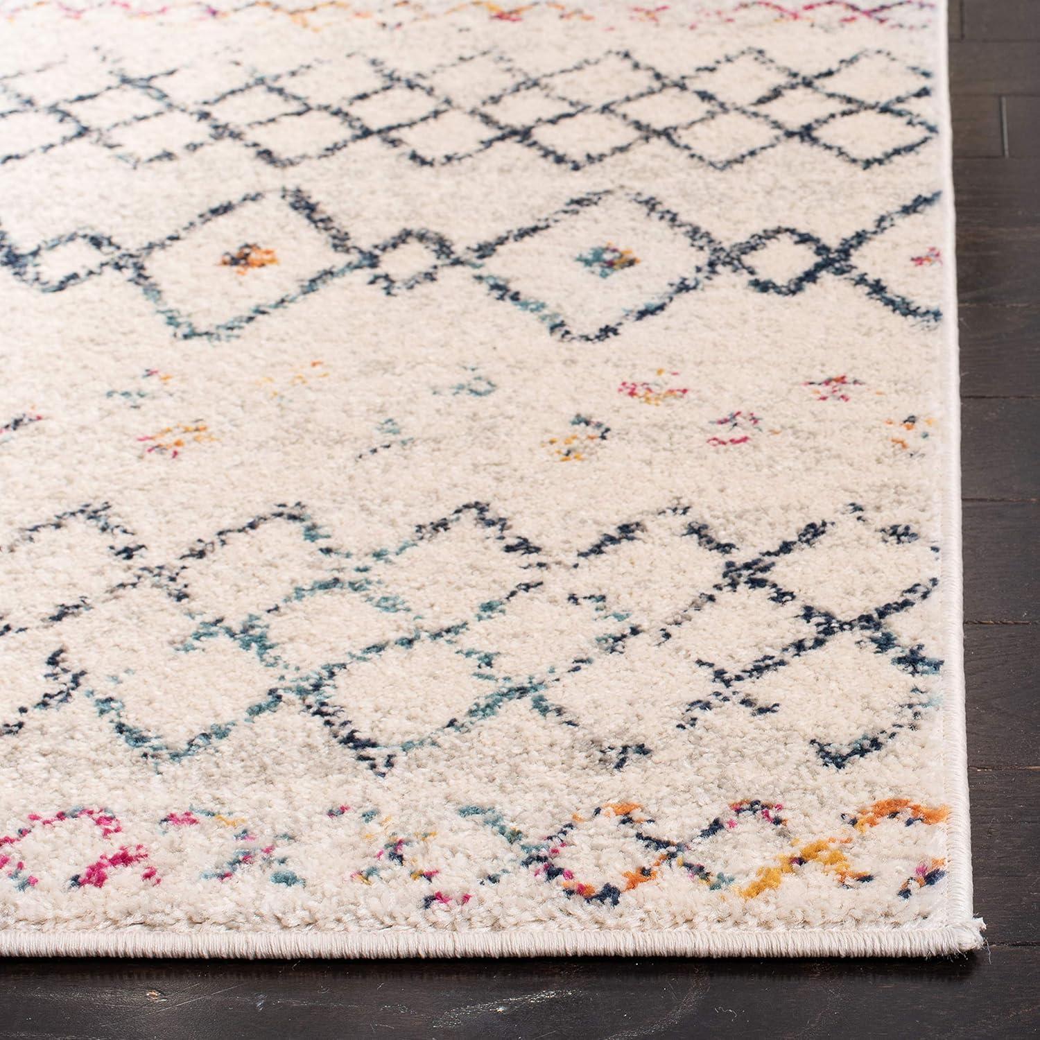 image:imageSAFAVIEH Area Rug 8x10 Madison Collection Large Ivory amp Dark Blue Moroccan Boho Distressed Design NonShedding amp Easy Cleaning Ideal for Living Room Bedroom Office Dining Space MAD798BIvoryDark Blue