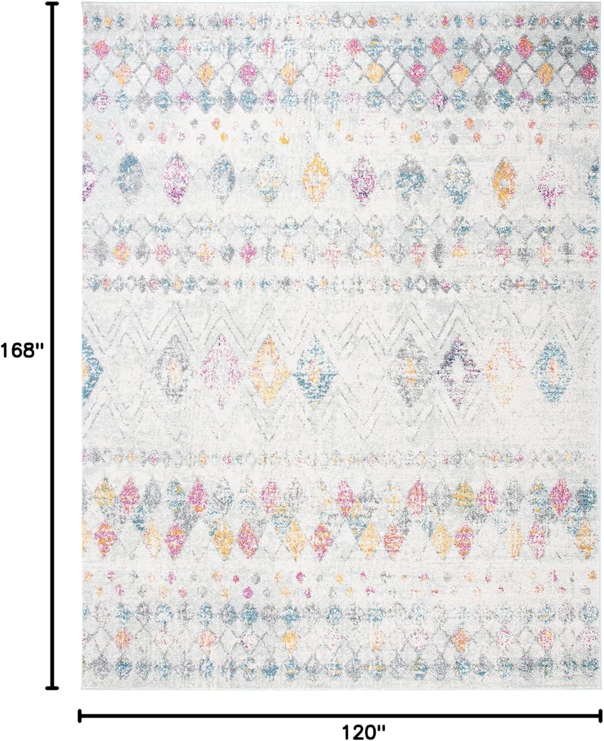 image:imageSAFAVIEH Area Rug 8x10 Madison Collection Large Ivory amp Dark Blue Moroccan Boho Distressed Design NonShedding amp Easy Cleaning Ideal for Living Room Bedroom Office Dining Space MAD798BGreyGold