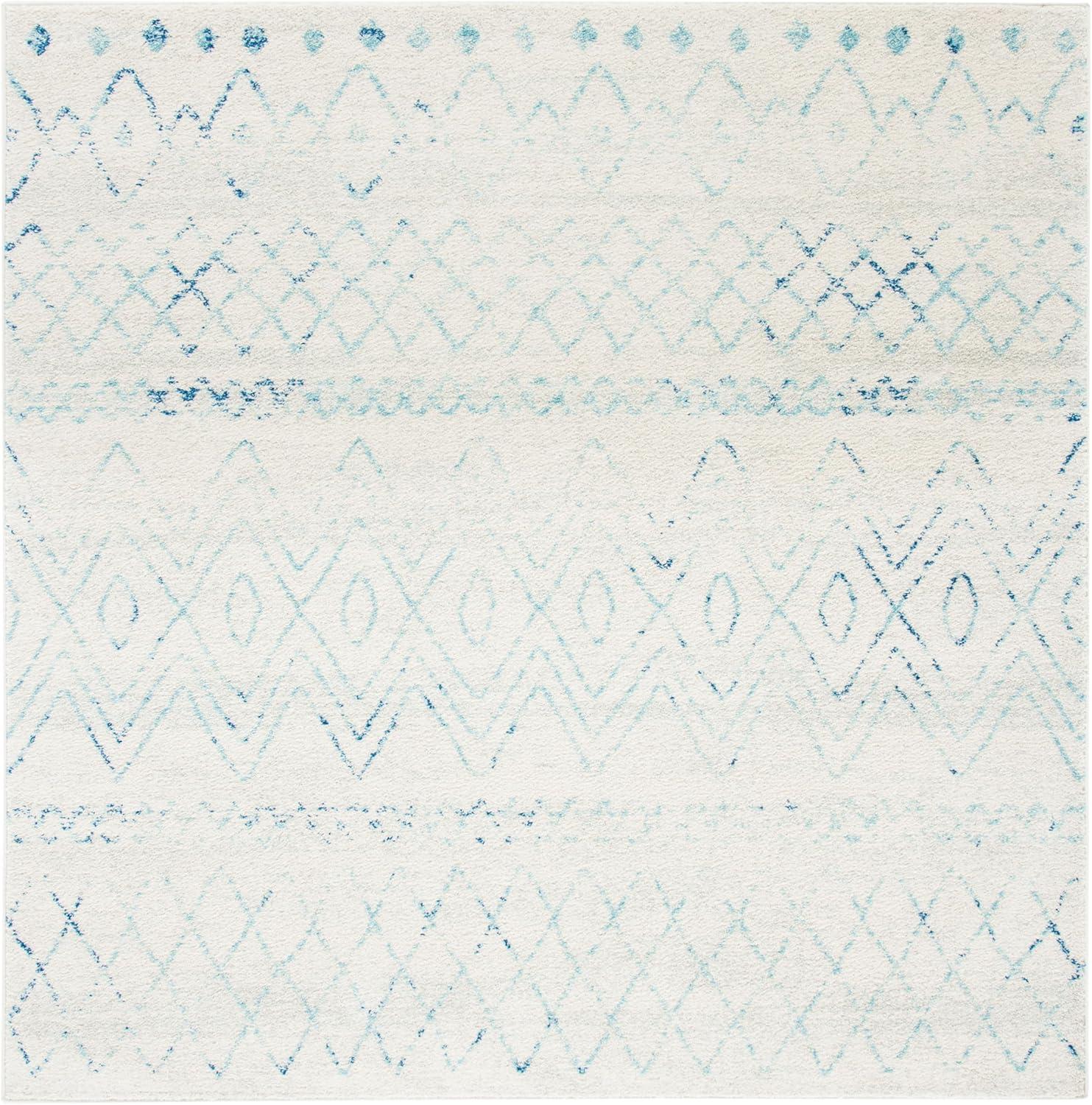 image:imageSAFAVIEH Area Rug 8x10 Madison Collection Large Ivory amp Dark Blue Moroccan Boho Distressed Design NonShedding amp Easy Cleaning Ideal for Living Room Bedroom Office Dining Space MAD798BIvoryAqua