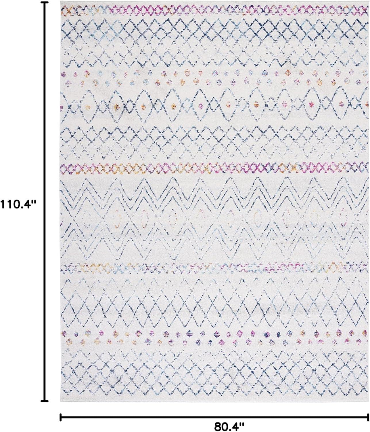 image:imageSAFAVIEH Area Rug 8x10 Madison Collection Large Ivory amp Dark Blue Moroccan Boho Distressed Design NonShedding amp Easy Cleaning Ideal for Living Room Bedroom Office Dining Space MAD798BIvoryDark Blue
