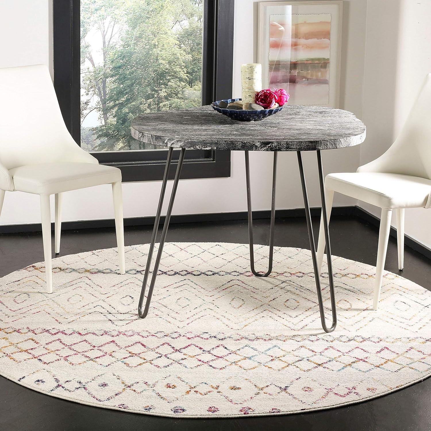 image:imageSAFAVIEH Area Rug 8x10 Madison Collection Large Ivory amp Dark Blue Moroccan Boho Distressed Design NonShedding amp Easy Cleaning Ideal for Living Room Bedroom Office Dining Space MAD798BGreyGold