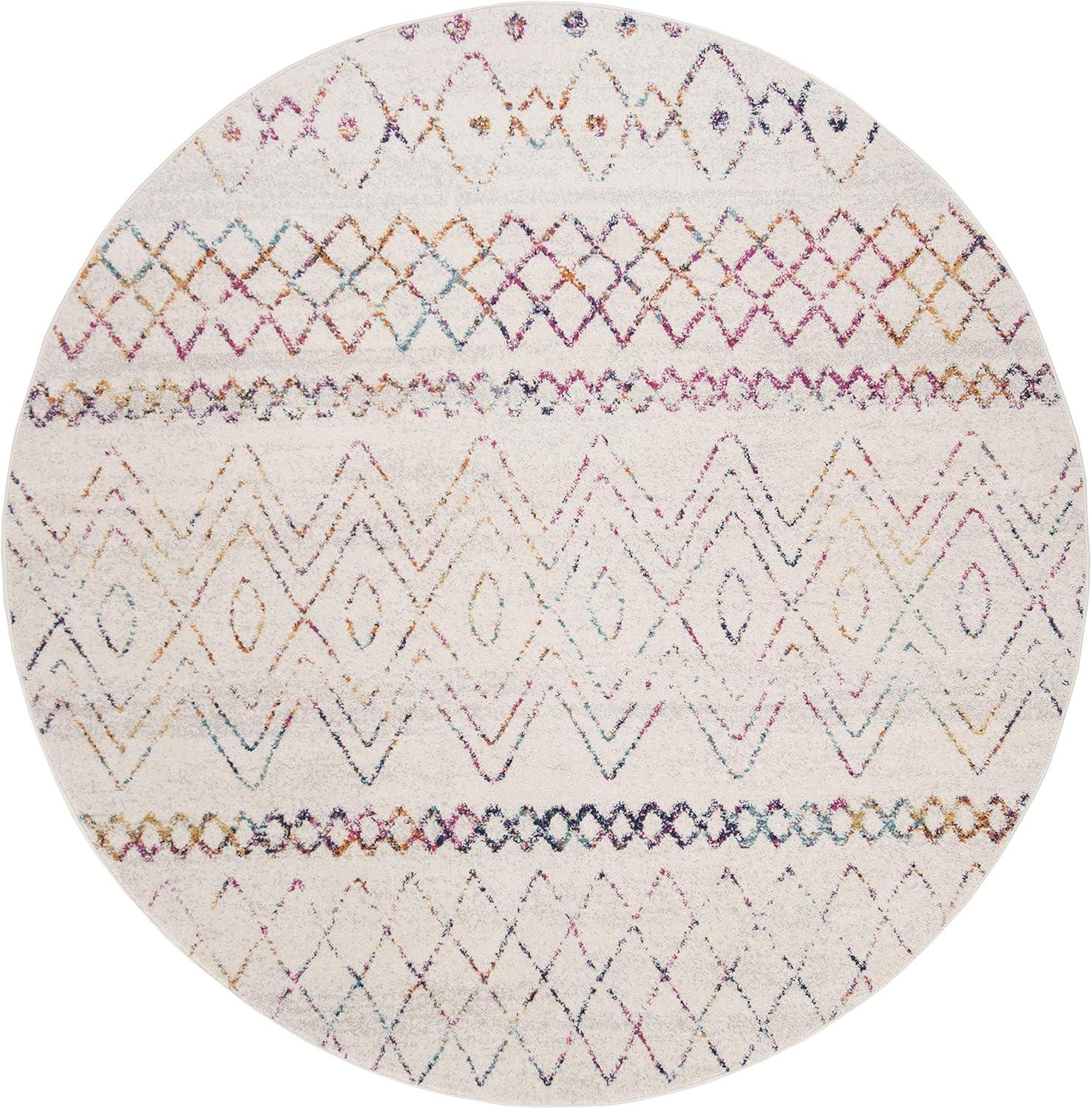 image:imageSAFAVIEH Area Rug 8x10 Madison Collection Large Ivory amp Dark Blue Moroccan Boho Distressed Design NonShedding amp Easy Cleaning Ideal for Living Room Bedroom Office Dining Space MAD798BIvoryFuchsia