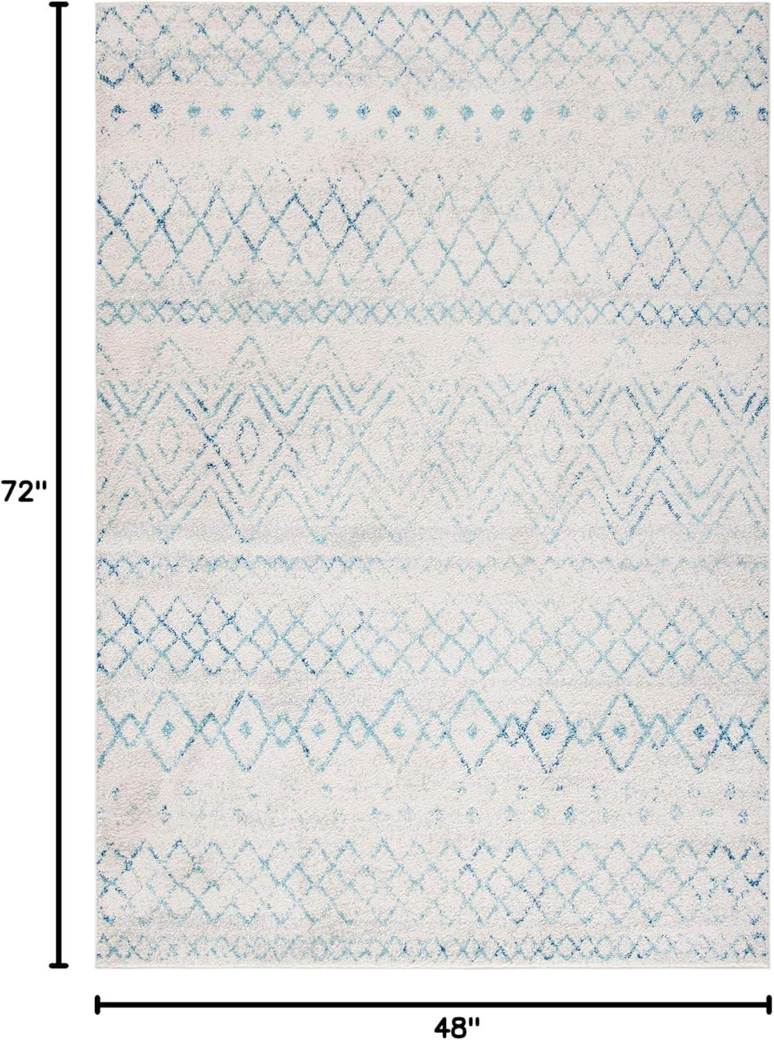 image:imageSAFAVIEH Area Rug 8x10 Madison Collection Large Ivory amp Dark Blue Moroccan Boho Distressed Design NonShedding amp Easy Cleaning Ideal for Living Room Bedroom Office Dining Space MAD798BIvoryAqua