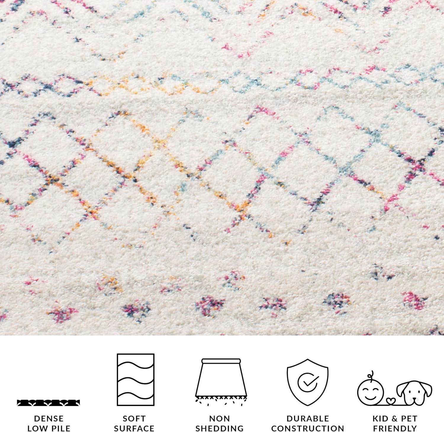 image:imageSAFAVIEH Area Rug 8x10 Madison Collection Large Ivory amp Dark Blue Moroccan Boho Distressed Design NonShedding amp Easy Cleaning Ideal for Living Room Bedroom Office Dining Space MAD798BIvoryFuchsia