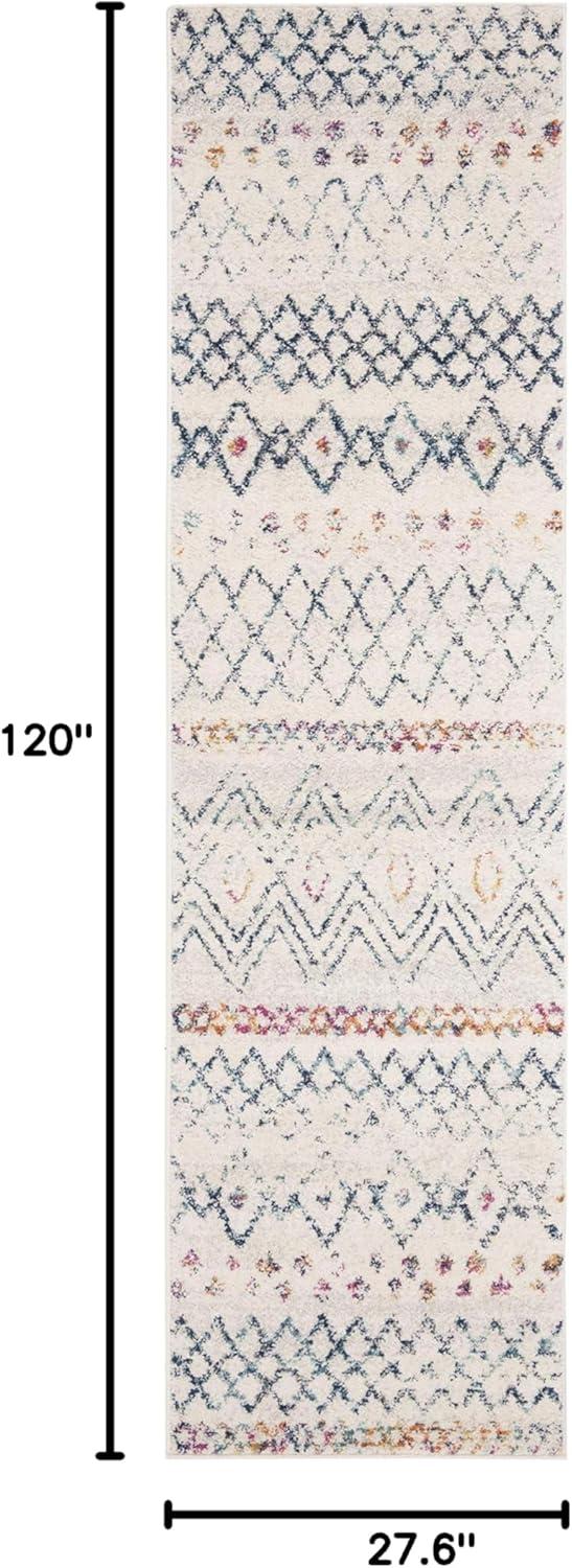 image:imageSAFAVIEH Area Rug 8x10 Madison Collection Large Ivory amp Dark Blue Moroccan Boho Distressed Design NonShedding amp Easy Cleaning Ideal for Living Room Bedroom Office Dining Space MAD798BIvoryDark Blue