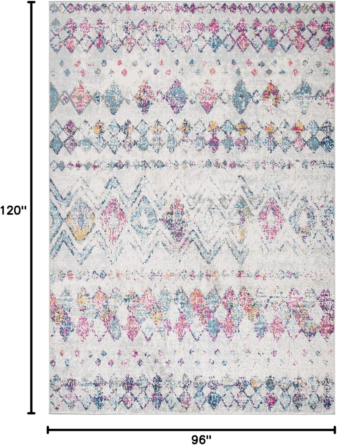 image:imageSAFAVIEH Area Rug 8x10 Madison Collection Large Ivory amp Dark Blue Moroccan Boho Distressed Design NonShedding amp Easy Cleaning Ideal for Living Room Bedroom Office Dining Space MAD798BGreyPurple