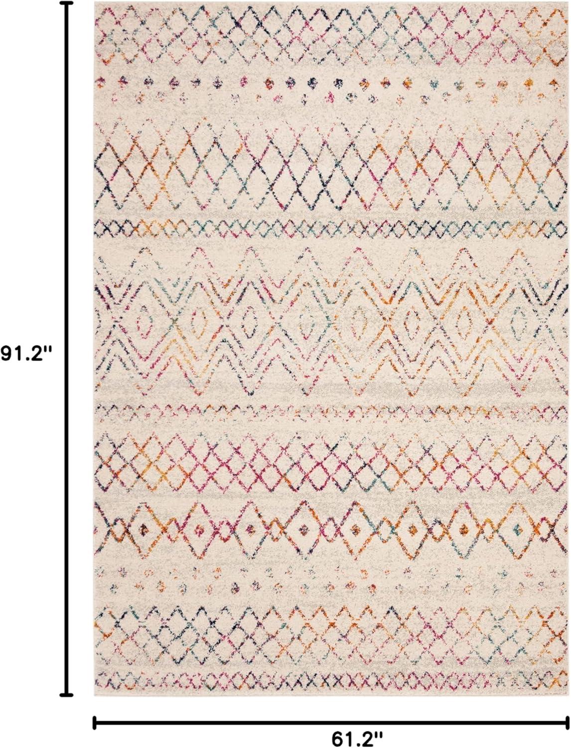 image:imageSAFAVIEH Area Rug 8x10 Madison Collection Large Ivory amp Dark Blue Moroccan Boho Distressed Design NonShedding amp Easy Cleaning Ideal for Living Room Bedroom Office Dining Space MAD798BIvoryFuchsia