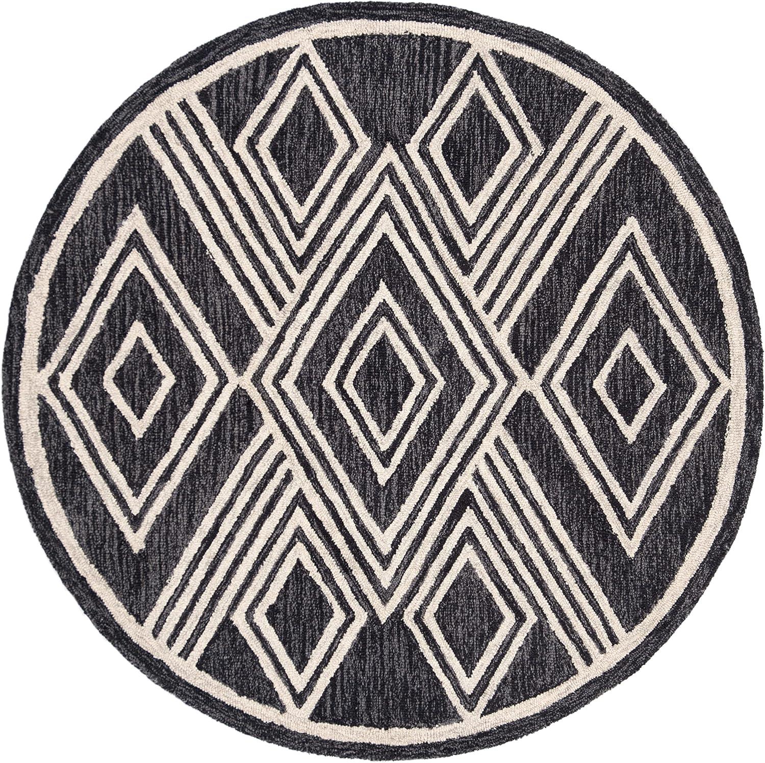 image:imageSAFAVIEH Area Rug 8x10 MicroLoop Collection Large Ivory amp Navy Handmade Wool Moroccan Tribal Design Ideal for Living Room Bedroom Office Dining Space MLP156ACharcoalIvory