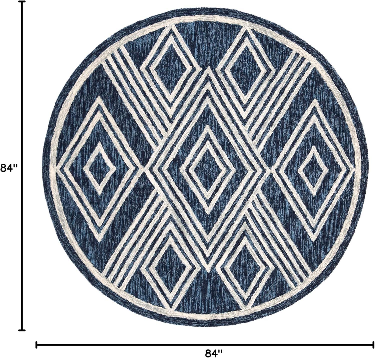 image:imageSAFAVIEH Area Rug 8x10 MicroLoop Collection Large Ivory amp Navy Handmade Wool Moroccan Tribal Design Ideal for Living Room Bedroom Office Dining Space MLP156ANavyIvory