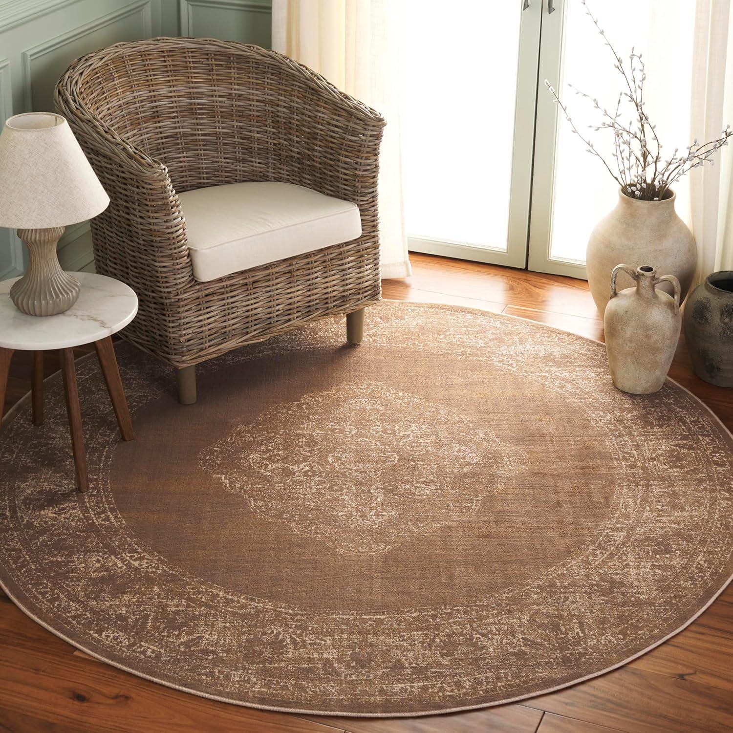image:imageSAFAVIEH Area Rug 8x10 Vintage Collection Large Turquoise amp Multi Viscose Distressed Design Slip Resistant Ideal for Living Room Bedroom Office Dining Space VTG1122220Taupe