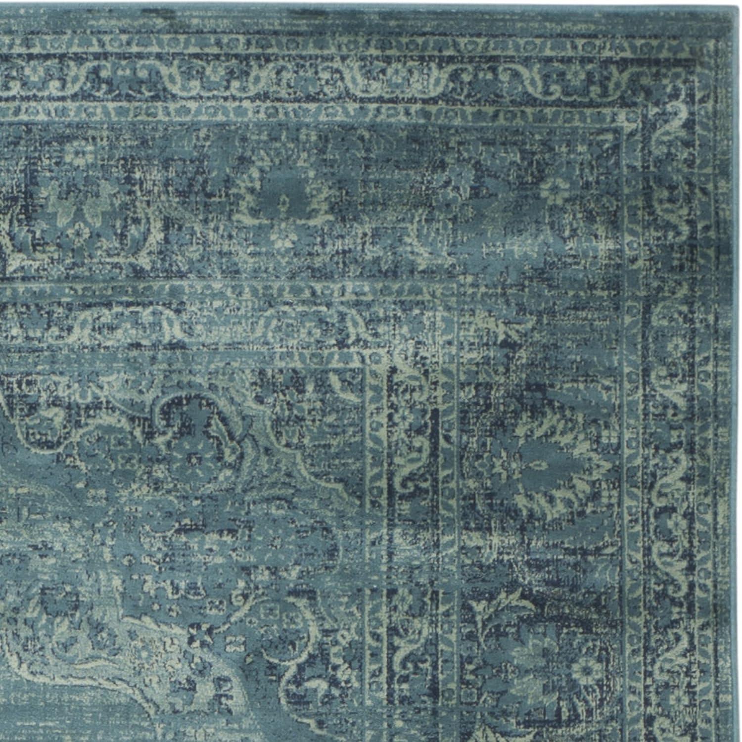 image:imageSAFAVIEH Area Rug 8x10 Vintage Collection Large Turquoise amp Multi Viscose Distressed Design Slip Resistant Ideal for Living Room Bedroom Office Dining Space VTG1122220TurquoiseMulti