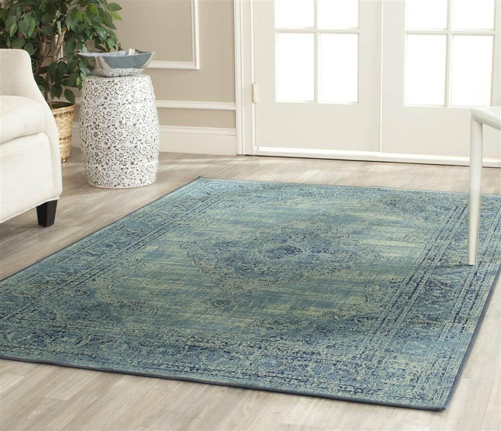 image:imageSAFAVIEH Area Rug 8x10 Vintage Collection Large Turquoise amp Multi Viscose Distressed Design Slip Resistant Ideal for Living Room Bedroom Office Dining Space VTG1122220TurquoiseMulti