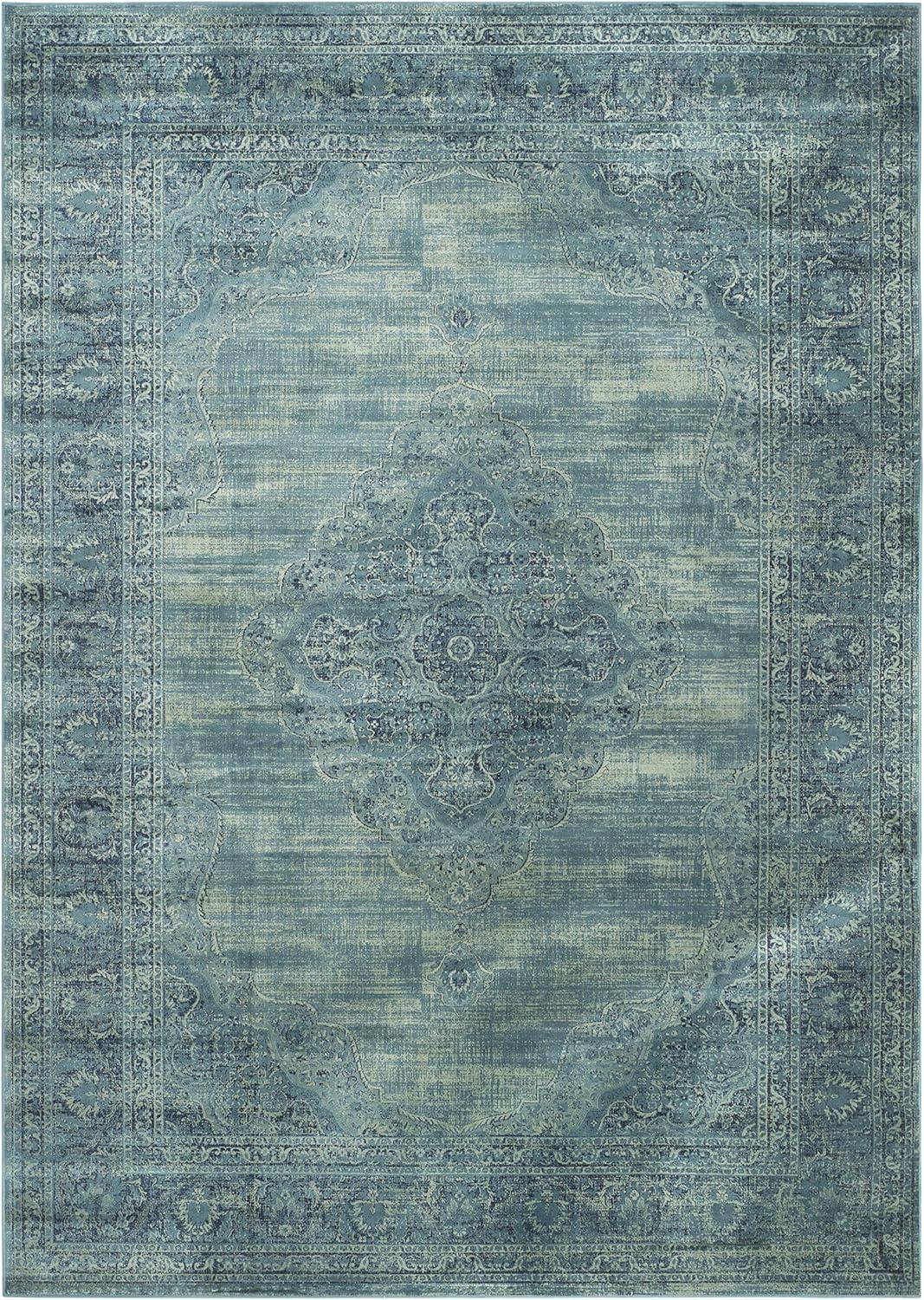 image:imageSAFAVIEH Area Rug 8x10 Vintage Collection Large Turquoise amp Multi Viscose Distressed Design Slip Resistant Ideal for Living Room Bedroom Office Dining Space VTG1122220TurquoiseMulti