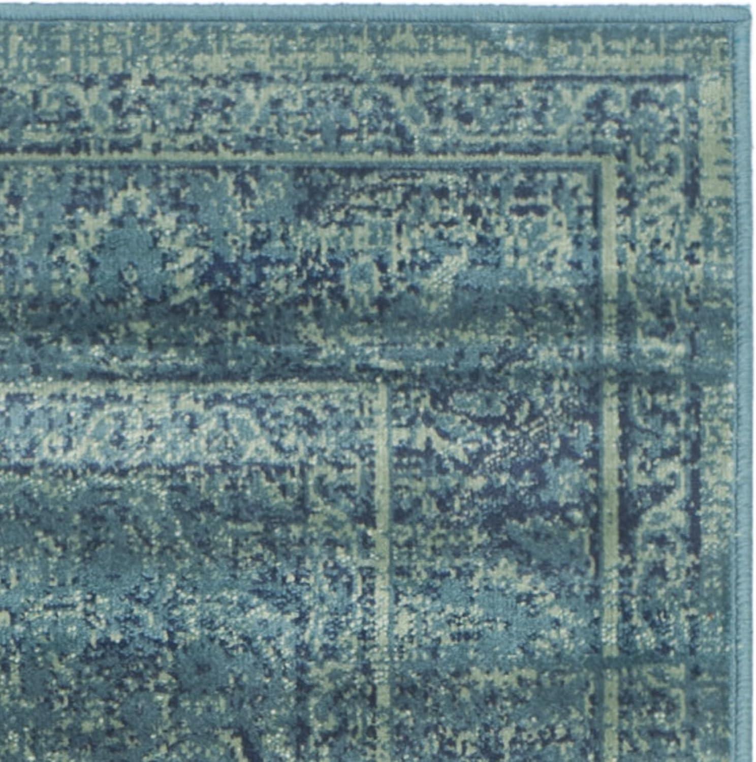 image:imageSAFAVIEH Area Rug 8x10 Vintage Collection Large Turquoise amp Multi Viscose Distressed Design Slip Resistant Ideal for Living Room Bedroom Office Dining Space VTG1122220TurquoiseMulti