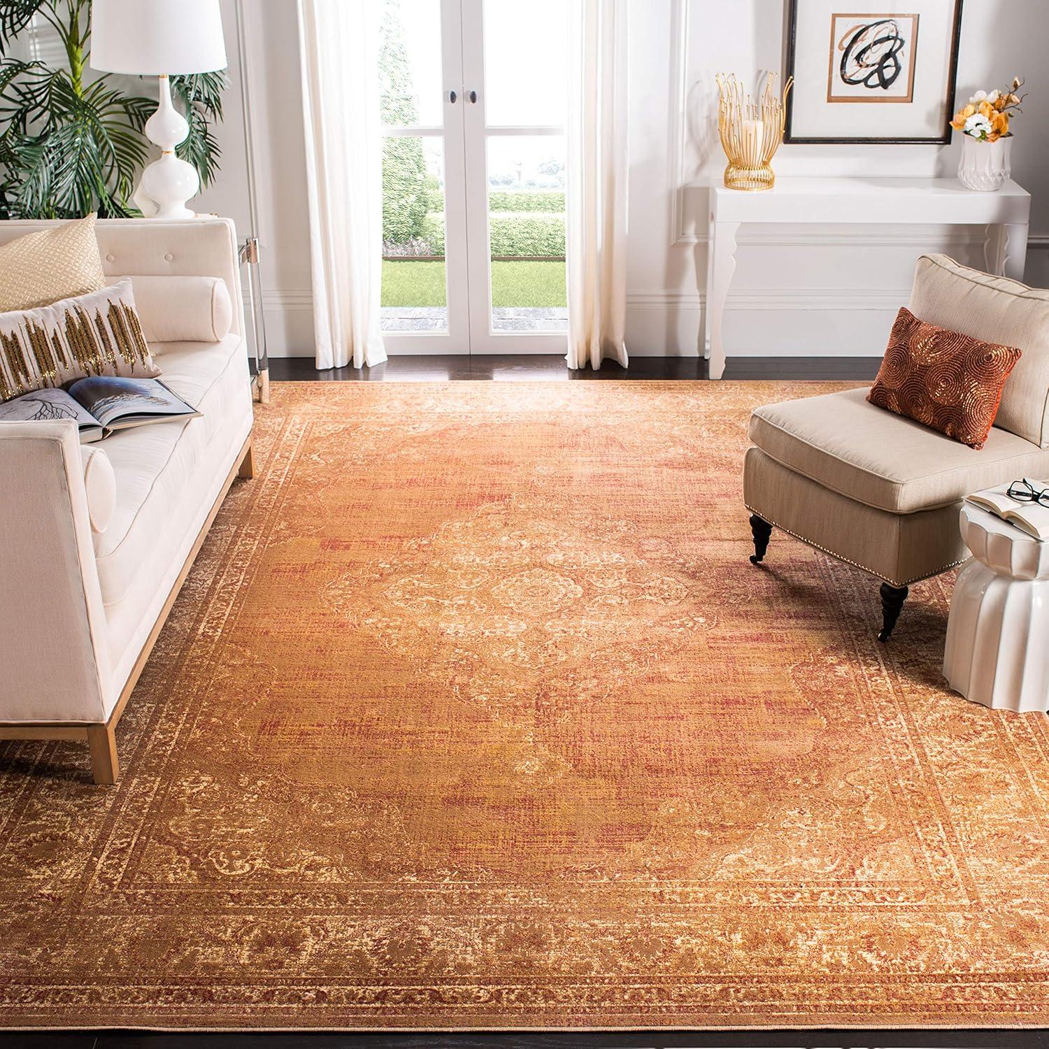 image:imageSAFAVIEH Area Rug 8x10 Vintage Collection Large Turquoise amp Multi Viscose Distressed Design Slip Resistant Ideal for Living Room Bedroom Office Dining Space VTG1122220Taupe