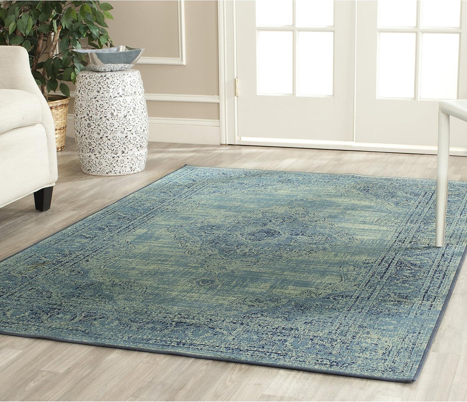 image:imageSAFAVIEH Area Rug 8x10 Vintage Collection Large Turquoise amp Multi Viscose Distressed Design Slip Resistant Ideal for Living Room Bedroom Office Dining Space VTG1122220TurquoiseMulti