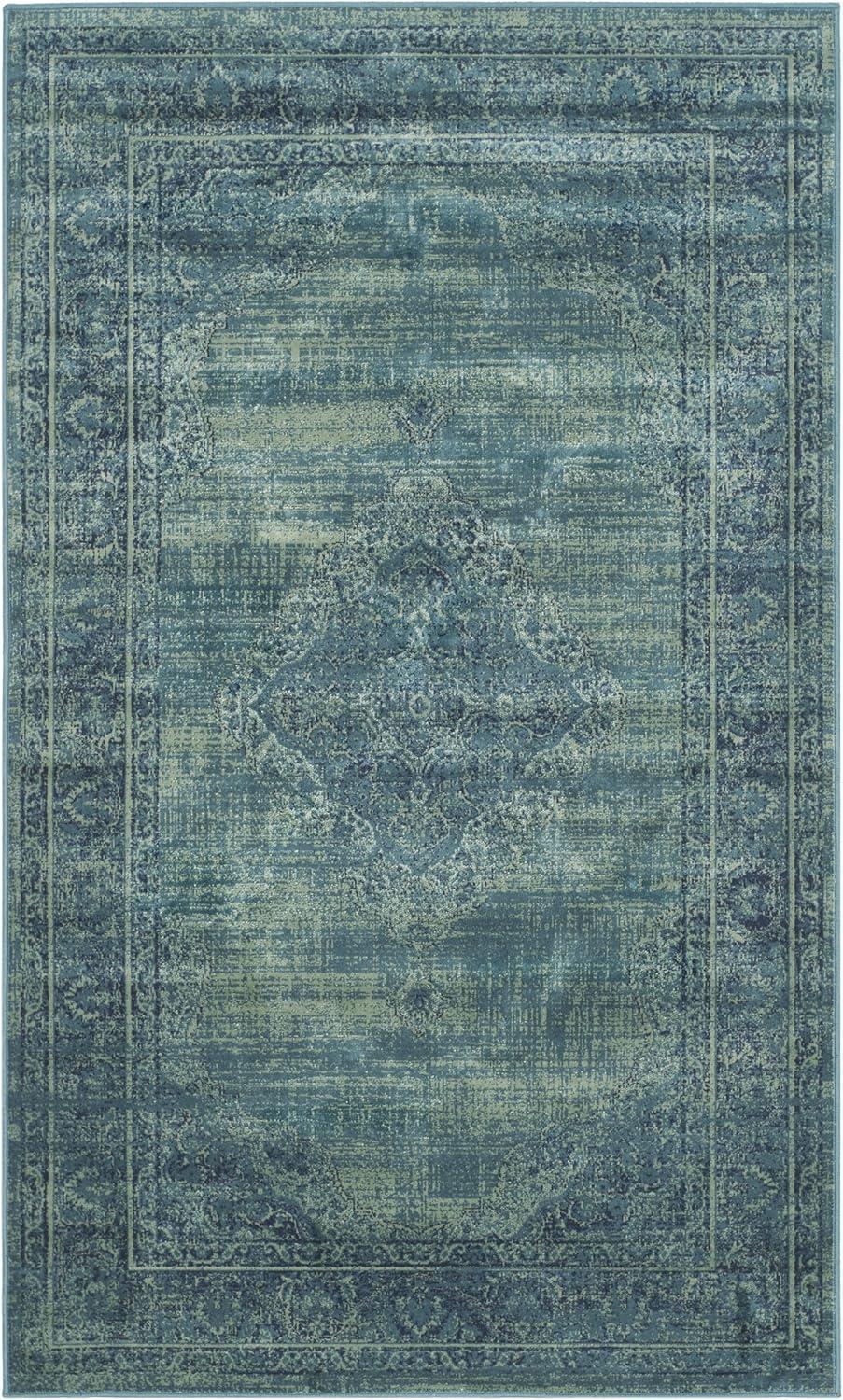 image:imageSAFAVIEH Area Rug 8x10 Vintage Collection Large Turquoise amp Multi Viscose Distressed Design Slip Resistant Ideal for Living Room Bedroom Office Dining Space VTG1122220TurquoiseMulti