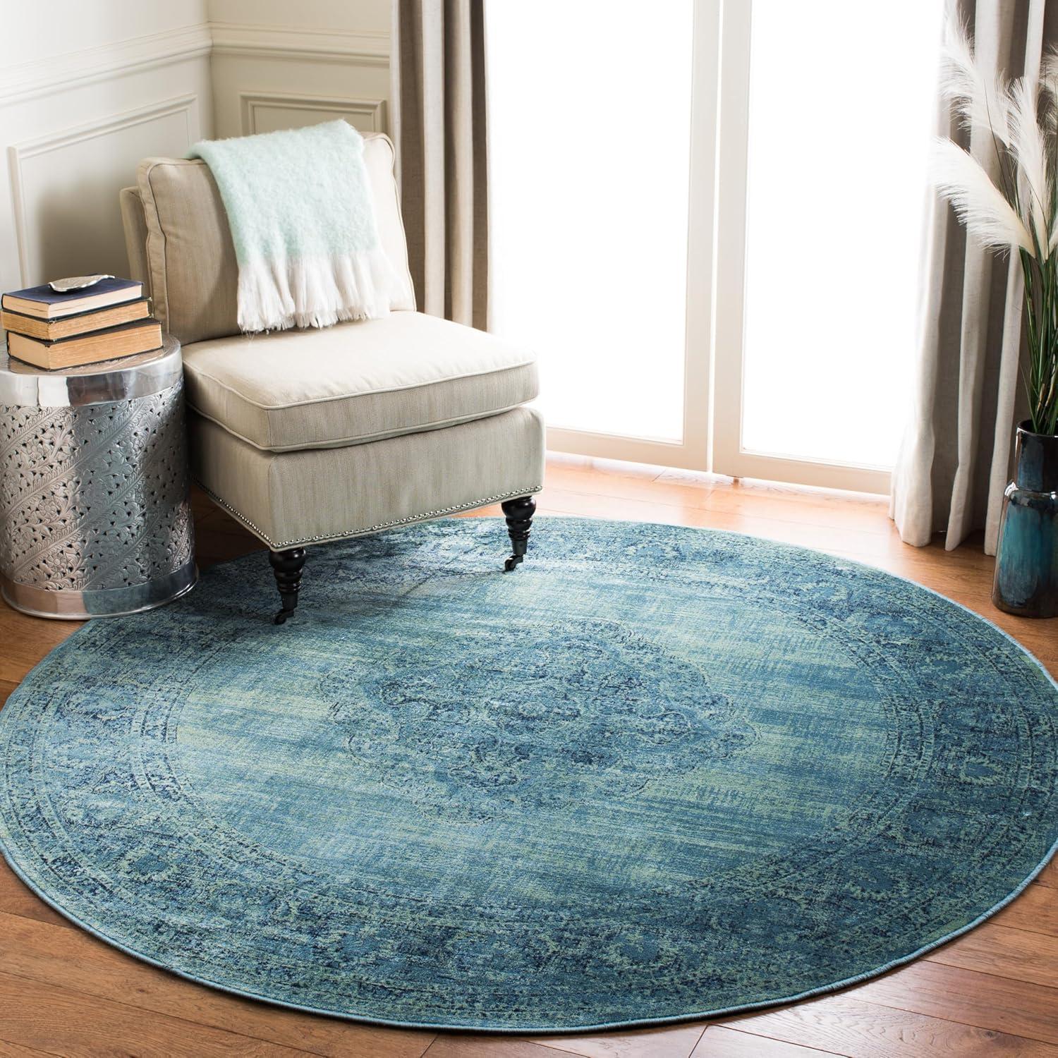 image:imageSAFAVIEH Area Rug 8x10 Vintage Collection Large Turquoise amp Multi Viscose Distressed Design Slip Resistant Ideal for Living Room Bedroom Office Dining Space VTG1122220TurquoiseMulti