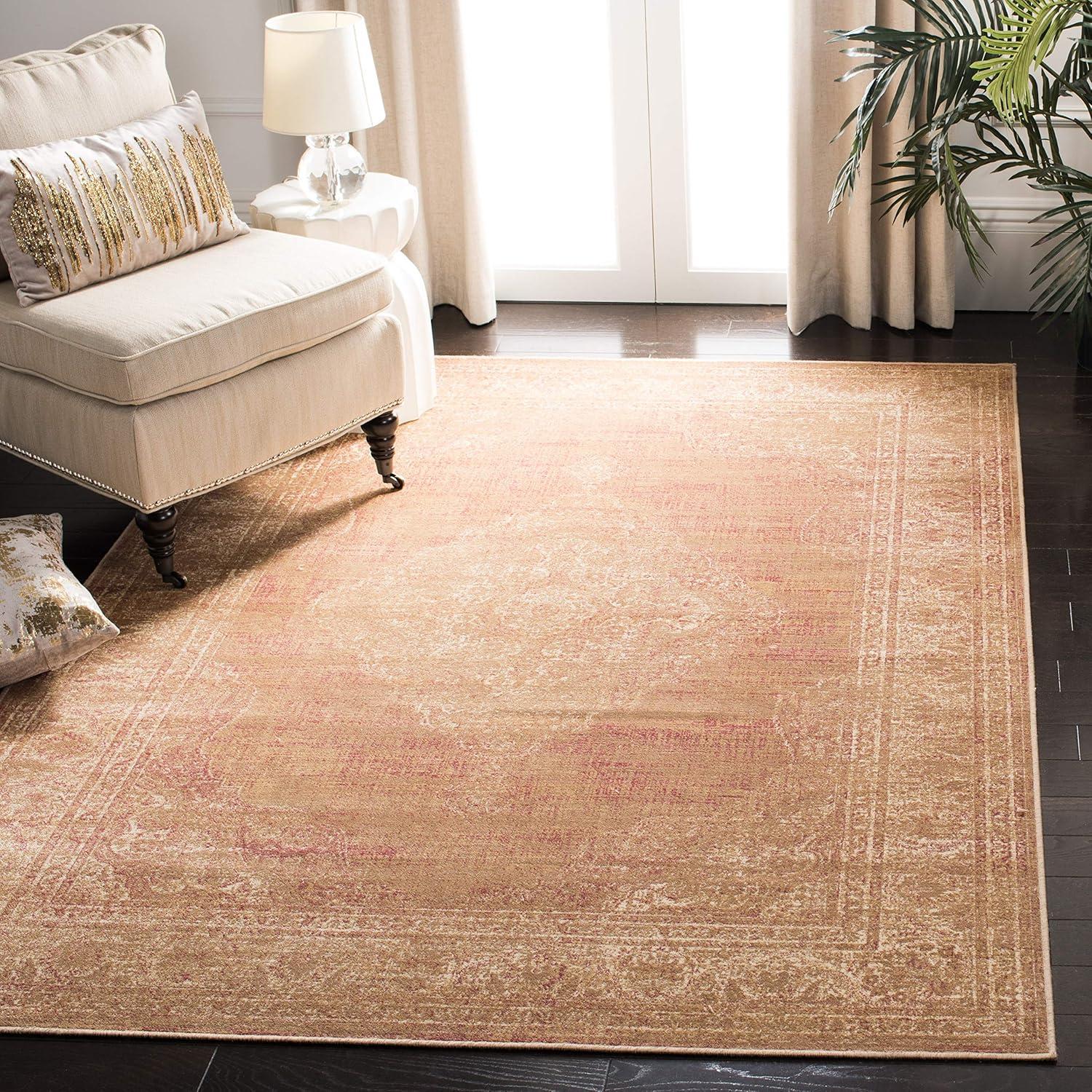 image:imageSAFAVIEH Area Rug 8x10 Vintage Collection Large Turquoise amp Multi Viscose Distressed Design Slip Resistant Ideal for Living Room Bedroom Office Dining Space VTG1122220Taupe
