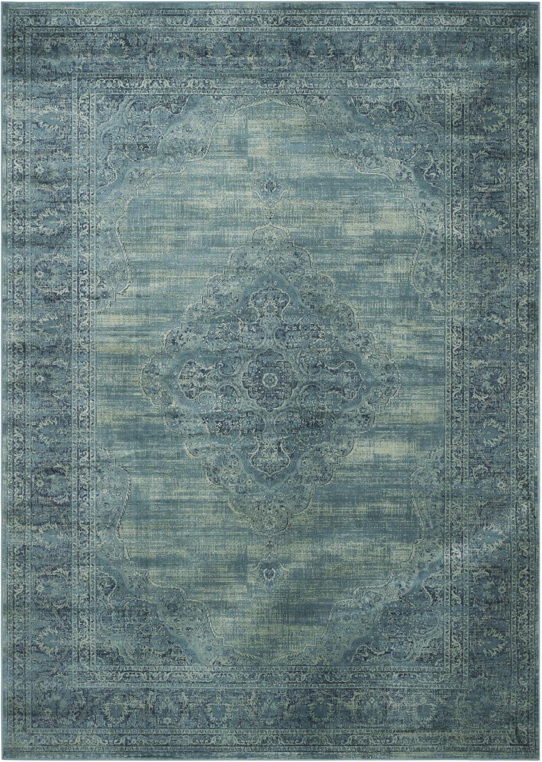 image:imageSAFAVIEH Area Rug 8x10 Vintage Collection Large Turquoise amp Multi Viscose Distressed Design Slip Resistant Ideal for Living Room Bedroom Office Dining Space VTG1122220TurquoiseMulti