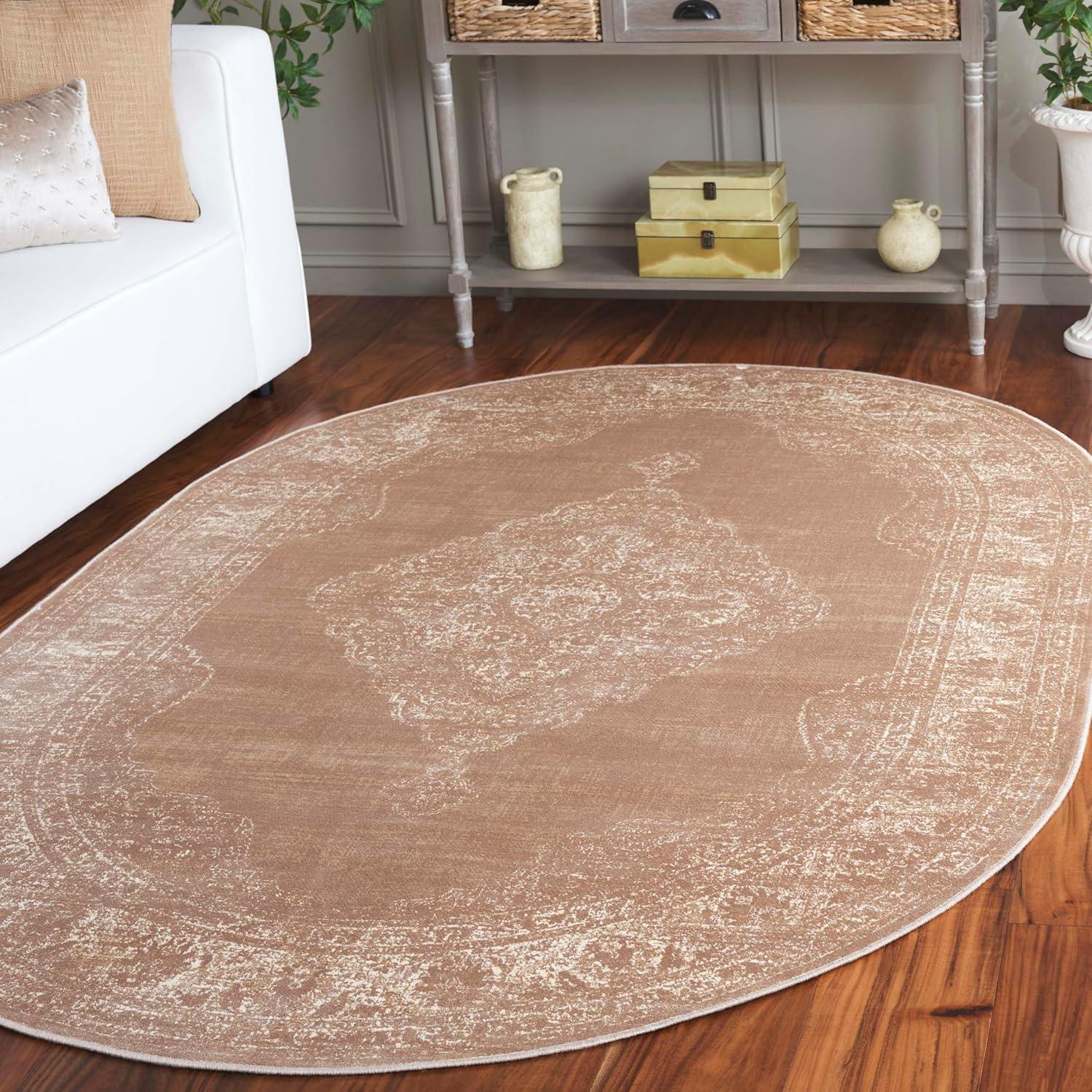 image:imageSAFAVIEH Area Rug 8x10 Vintage Collection Large Turquoise amp Multi Viscose Distressed Design Slip Resistant Ideal for Living Room Bedroom Office Dining Space VTG1122220Taupe
