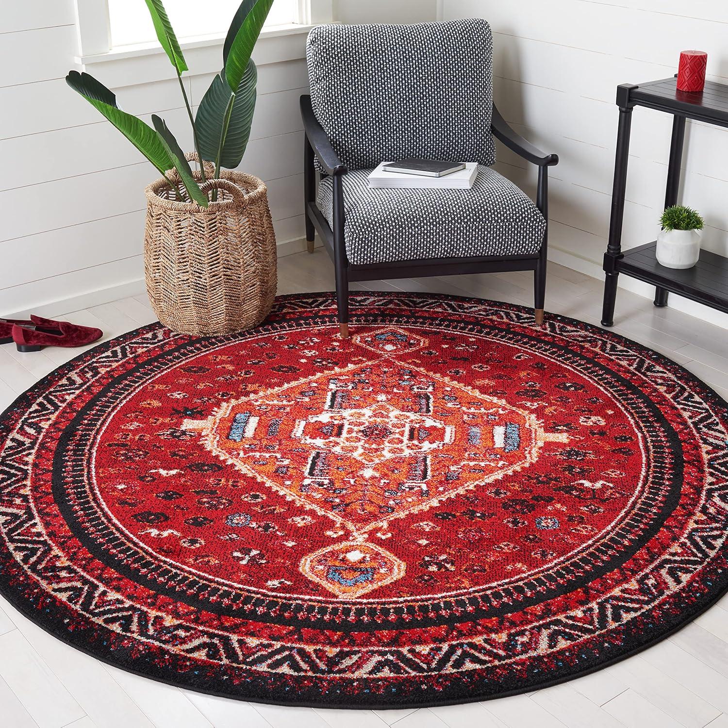 image:imageSAFAVIEH Area Rug 8x10 Vintage Hamadan Collection Large Blue amp Black Traditional Oriental Design NonShedding amp Easy Cleaning Ideal for Living Room Bedroom Office Dining Space VTH201MRed Black