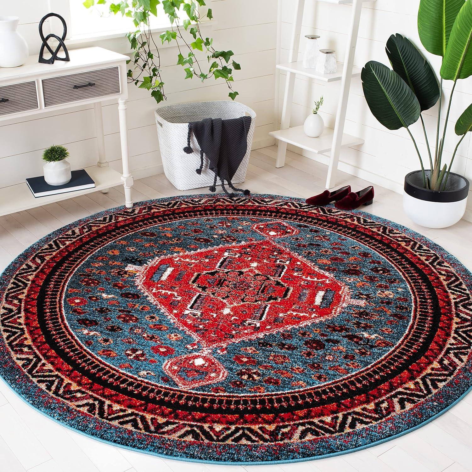 image:imageSAFAVIEH Area Rug 8x10 Vintage Hamadan Collection Large Blue amp Black Traditional Oriental Design NonShedding amp Easy Cleaning Ideal for Living Room Bedroom Office Dining Space VTH201MTurquoiseRed