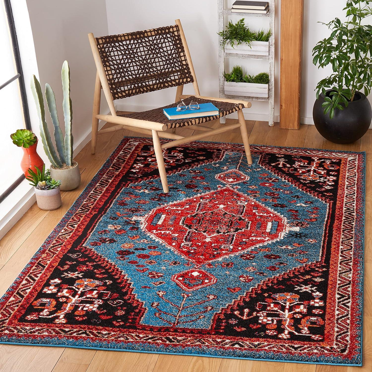image:imageSAFAVIEH Area Rug 8x10 Vintage Hamadan Collection Large Blue amp Black Traditional Oriental Design NonShedding amp Easy Cleaning Ideal for Living Room Bedroom Office Dining Space VTH201MTurquoiseRed