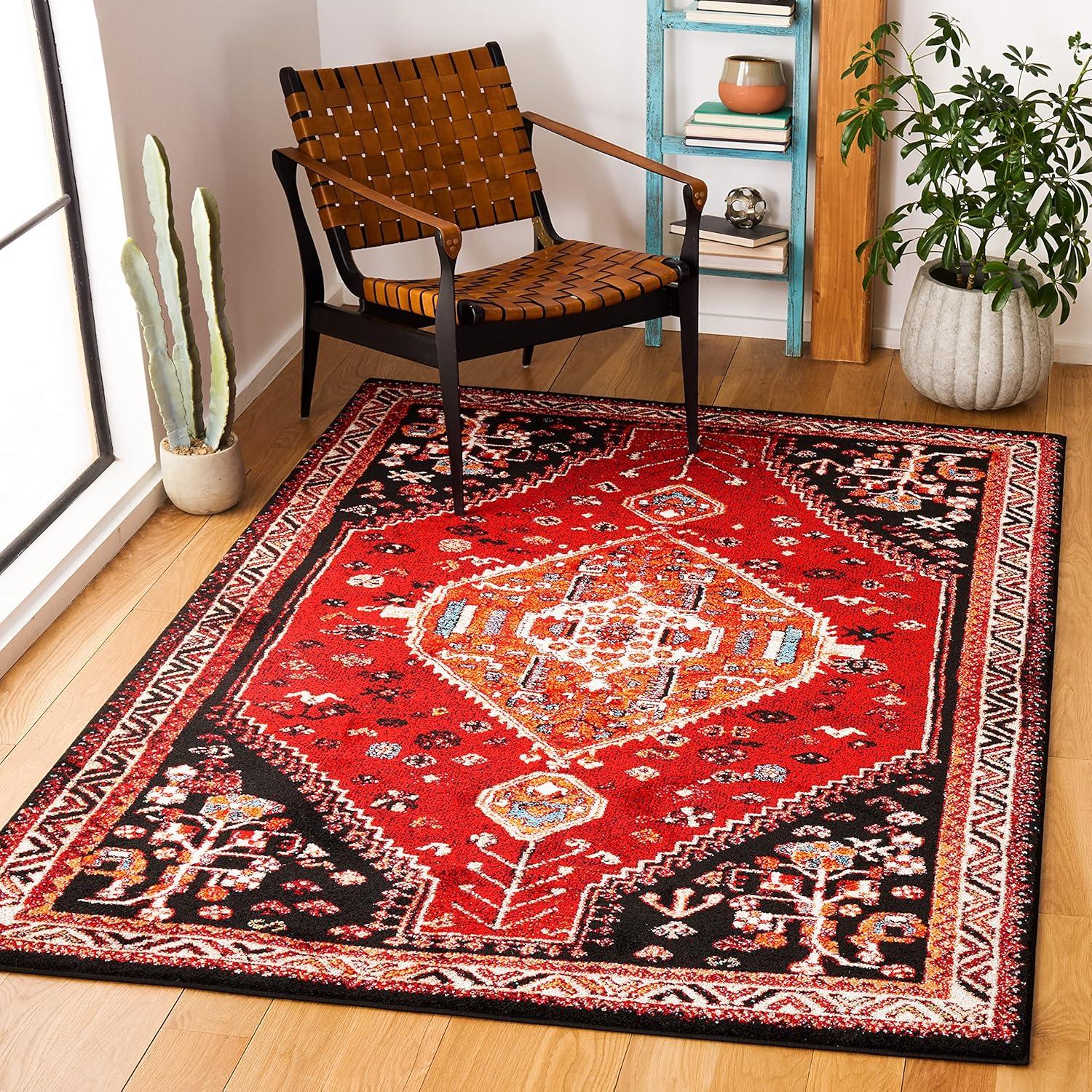 image:imageSAFAVIEH Area Rug 8x10 Vintage Hamadan Collection Large Blue amp Black Traditional Oriental Design NonShedding amp Easy Cleaning Ideal for Living Room Bedroom Office Dining Space VTH201MRed Black