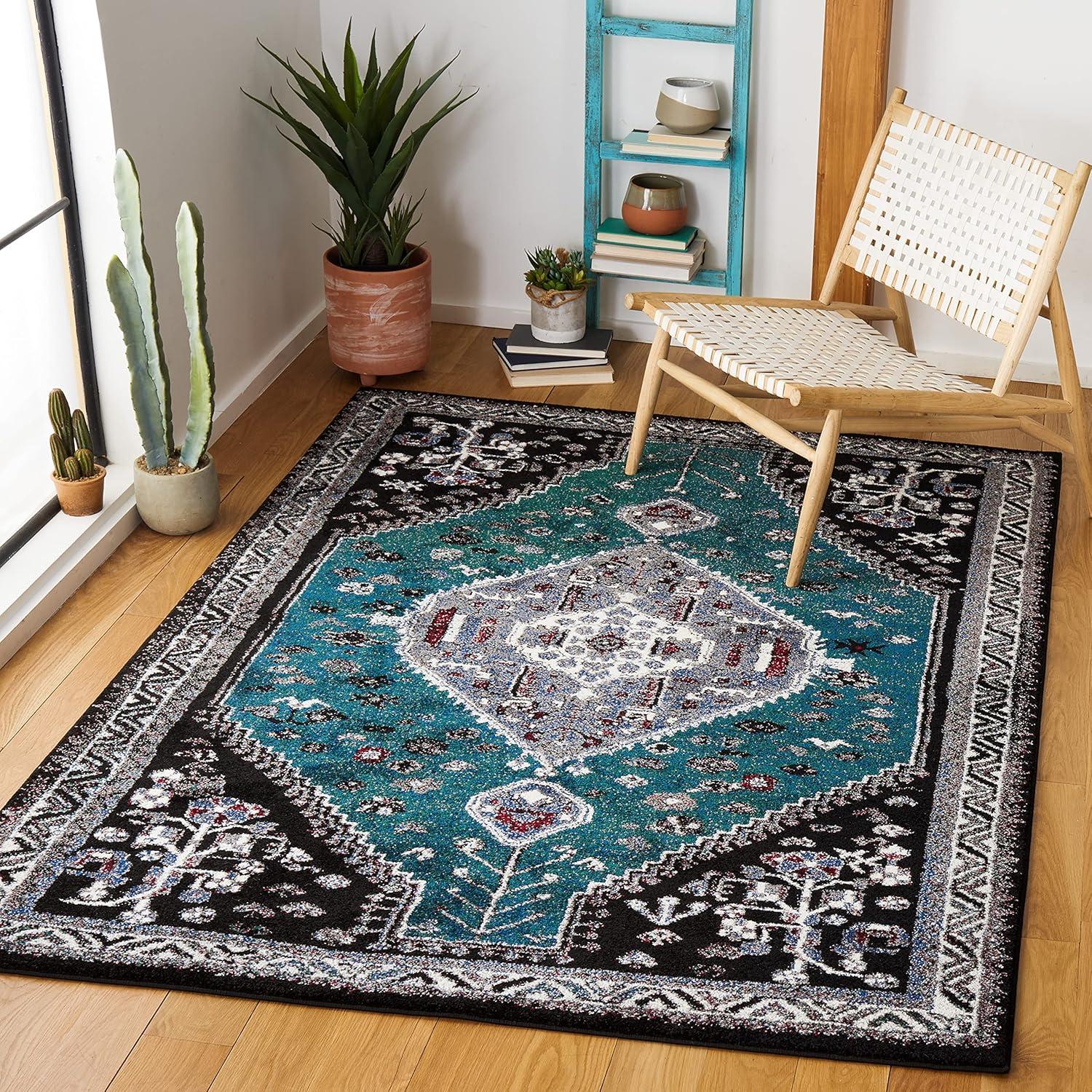 image:imageSAFAVIEH Area Rug 8x10 Vintage Hamadan Collection Large Blue amp Black Traditional Oriental Design NonShedding amp Easy Cleaning Ideal for Living Room Bedroom Office Dining Space VTH201MGreenBlack