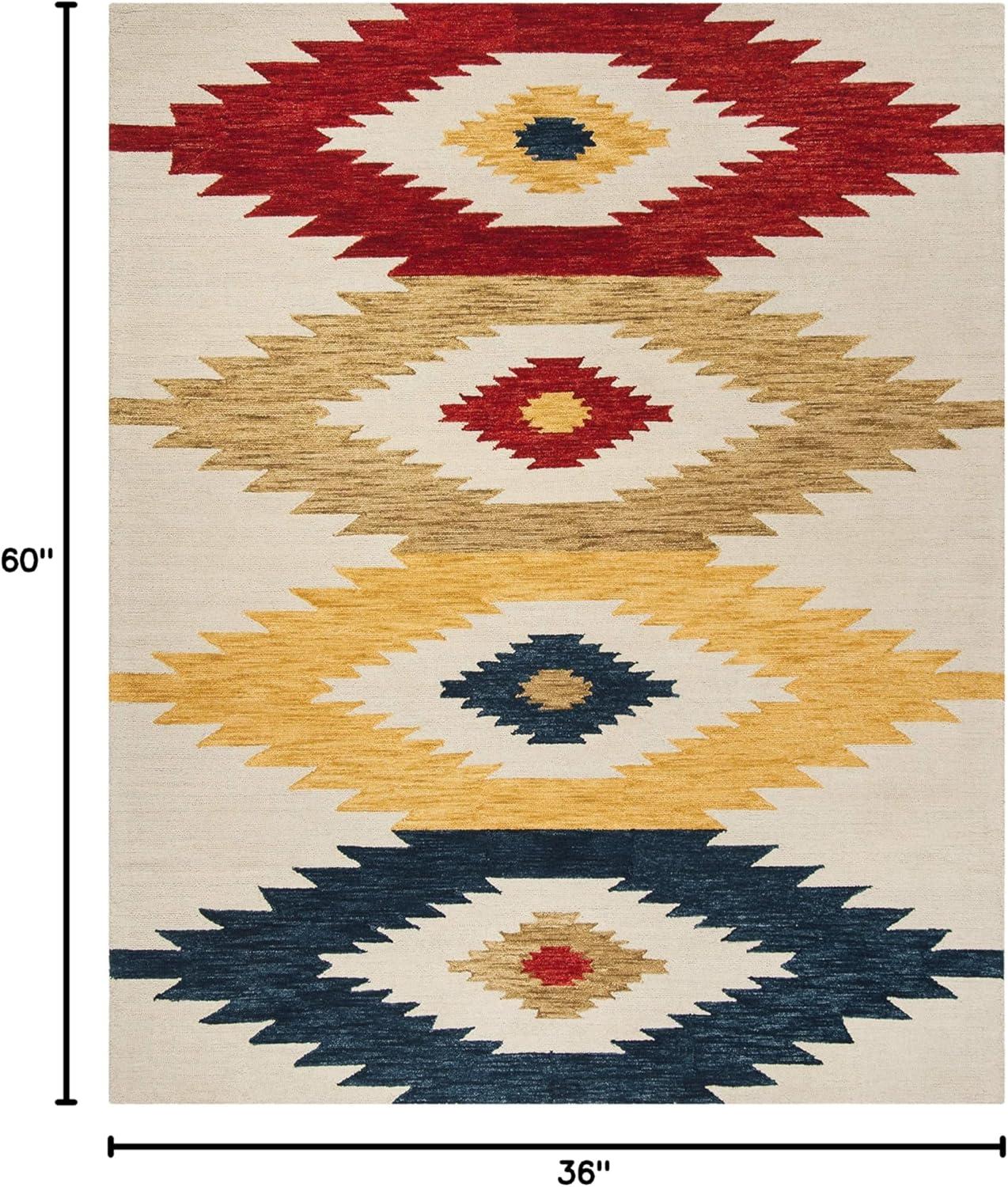 image:imageSAFAVIEH Aspen Collection Accent Rug 4 x 6 Ivory amp Multi Handmade Moroccan Boho Tribal Wool Ideal for High Traffic Areas in Entryway Living Room Bedroom APN704AIvoryMulti