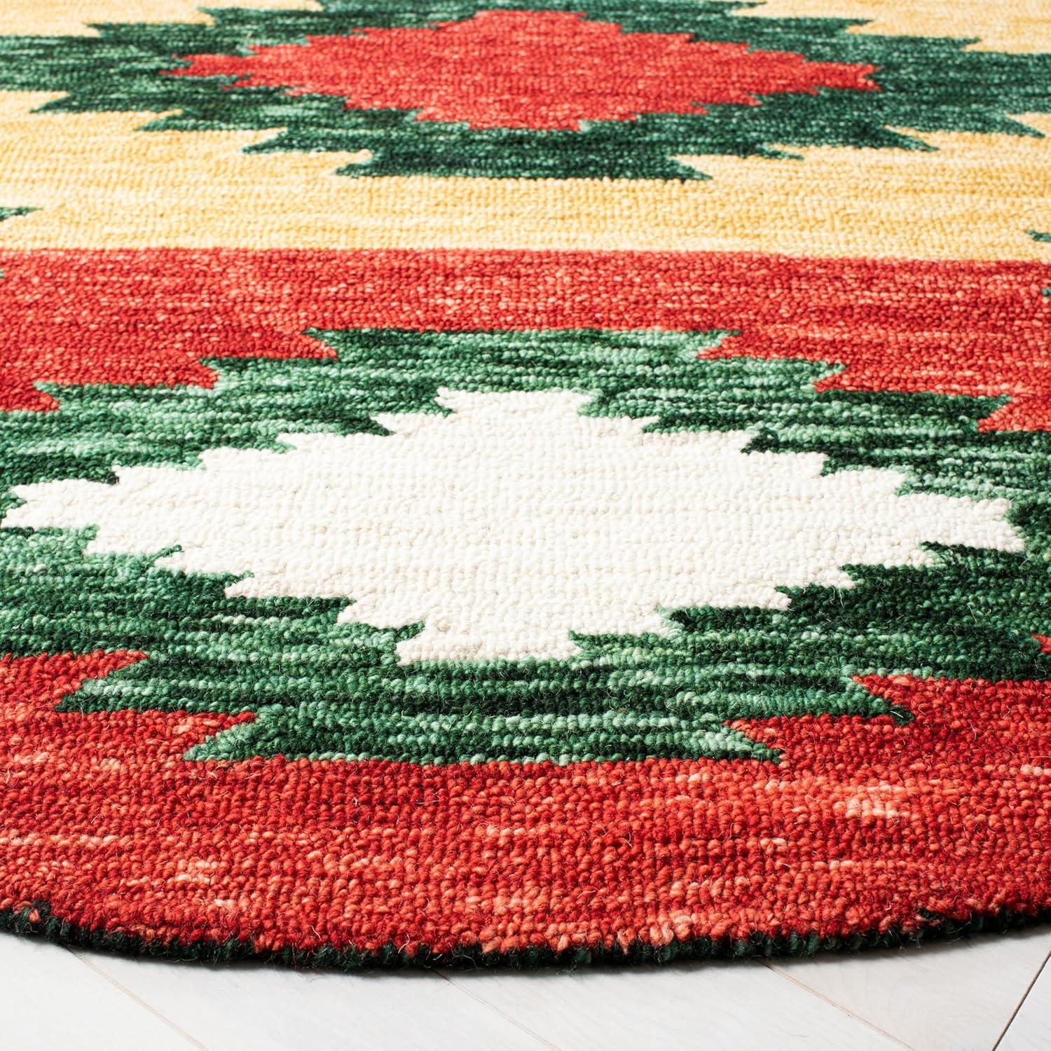 image:imageSAFAVIEH Aspen Collection Accent Rug 4 x 6 Ivory amp Multi Handmade Moroccan Boho Tribal Wool Ideal for High Traffic Areas in Entryway Living Room Bedroom APN704AGreenRed