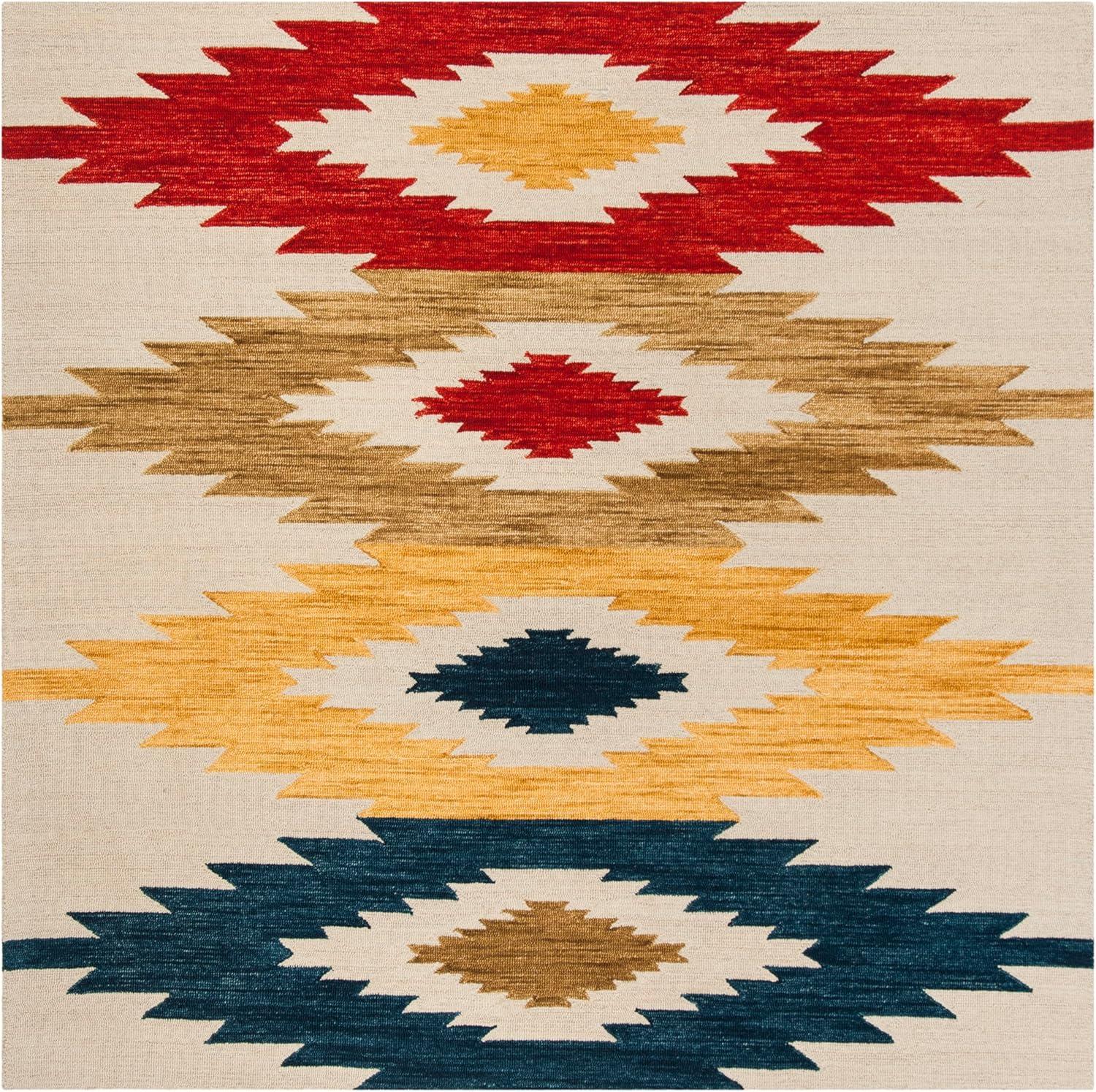 image:imageSAFAVIEH Aspen Collection Accent Rug 4 x 6 Ivory amp Multi Handmade Moroccan Boho Tribal Wool Ideal for High Traffic Areas in Entryway Living Room Bedroom APN704AIvoryMulti