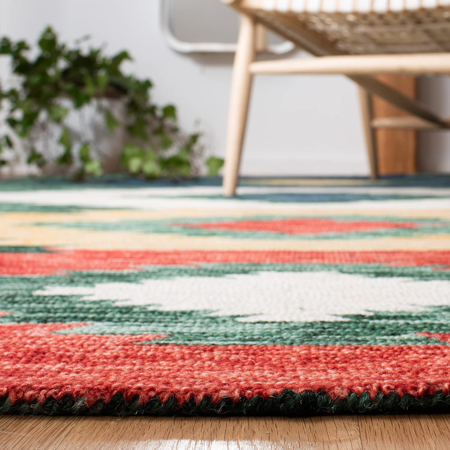 image:imageSAFAVIEH Aspen Collection Accent Rug 4 x 6 Ivory amp Multi Handmade Moroccan Boho Tribal Wool Ideal for High Traffic Areas in Entryway Living Room Bedroom APN704AGreenRed