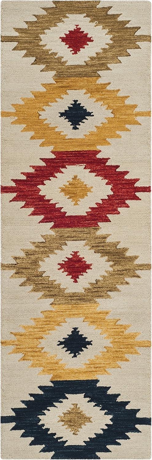 image:imageSAFAVIEH Aspen Collection Accent Rug 4 x 6 Ivory amp Multi Handmade Moroccan Boho Tribal Wool Ideal for High Traffic Areas in Entryway Living Room Bedroom APN704AIvoryMulti